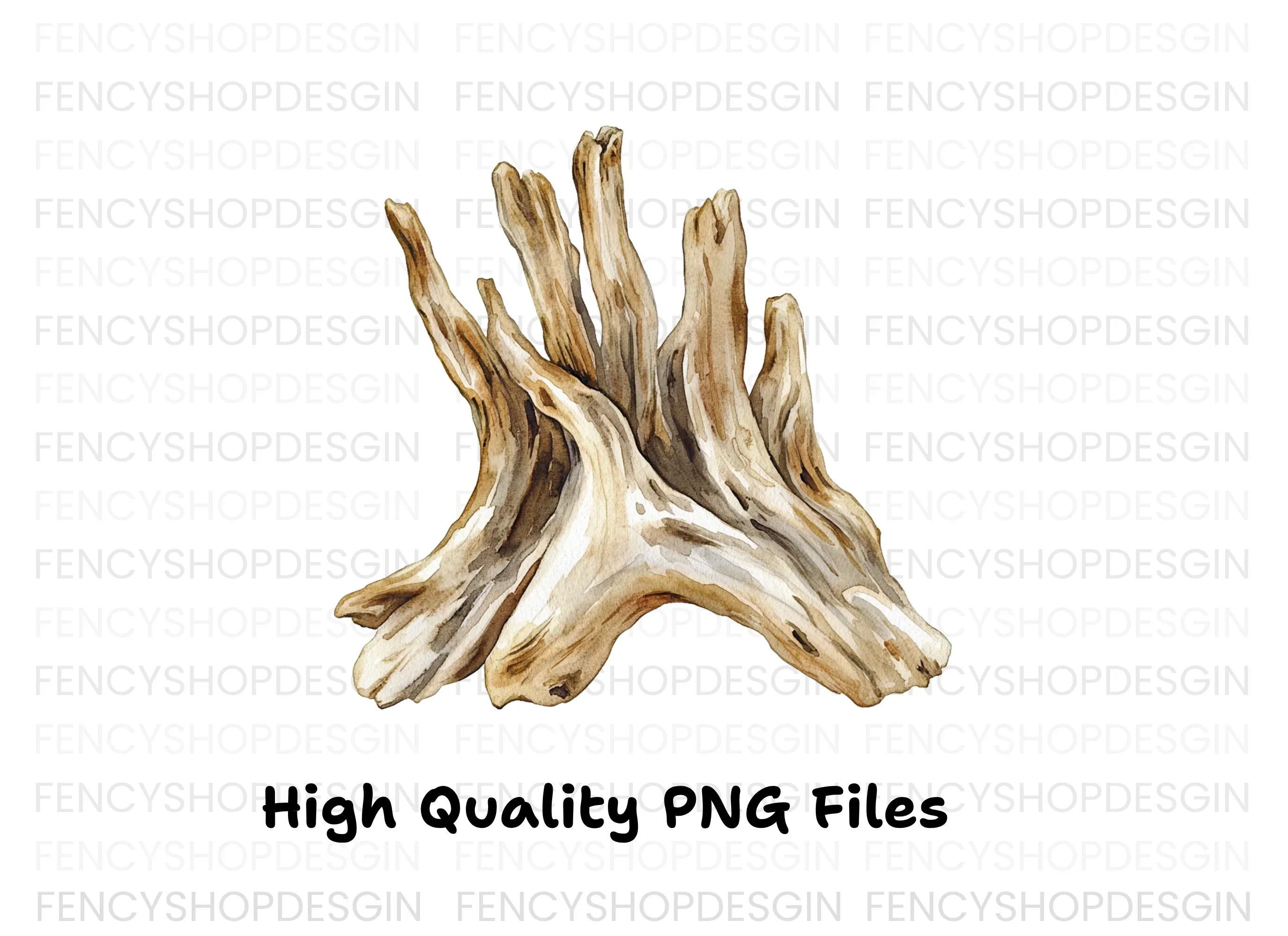 Natural Wood Root Illustration Clipart Bundle - Image 3