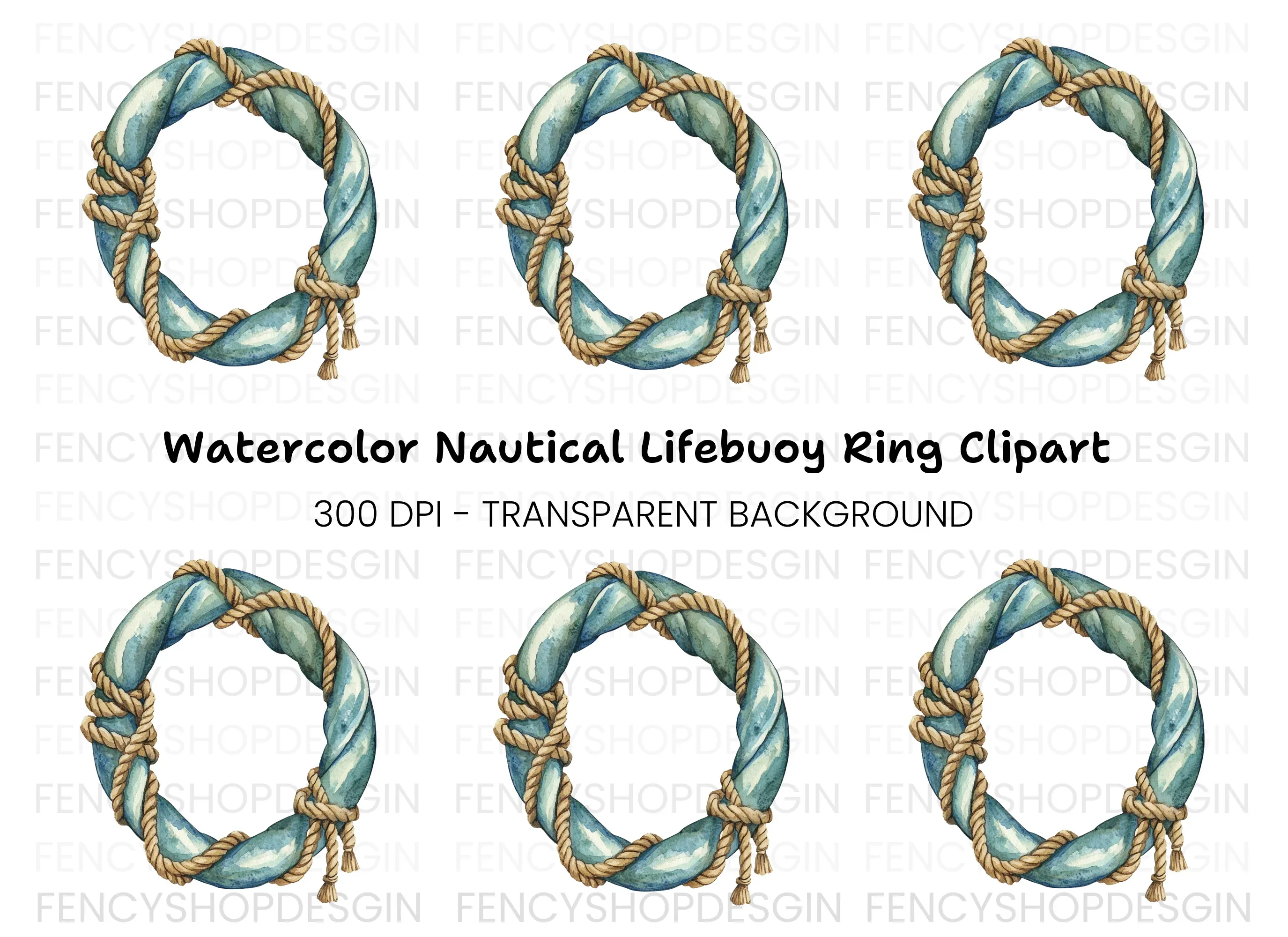 Nautical Rope Wreath Clipart Bundle
