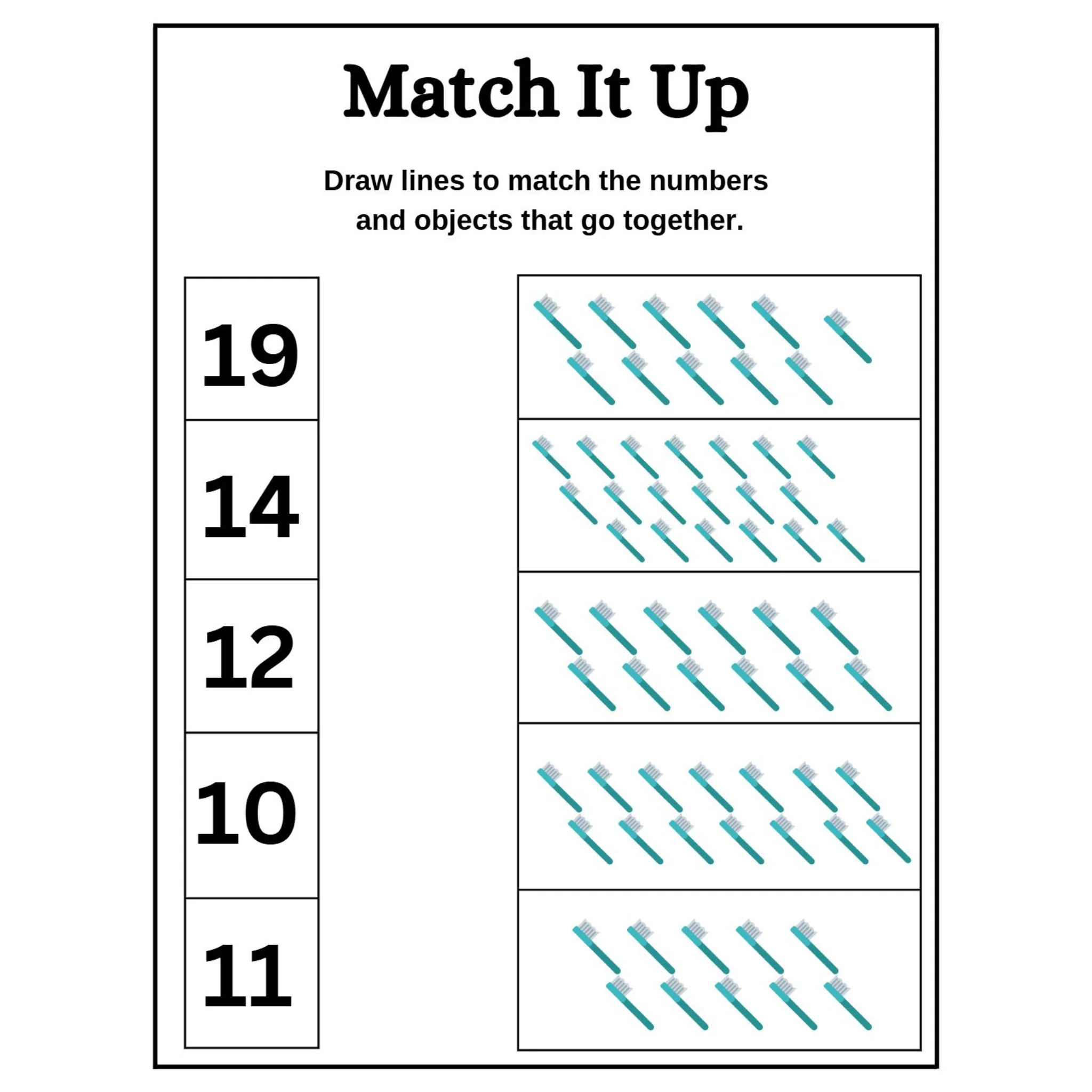 Number Matching Objects Counting Worksheet - Image 2