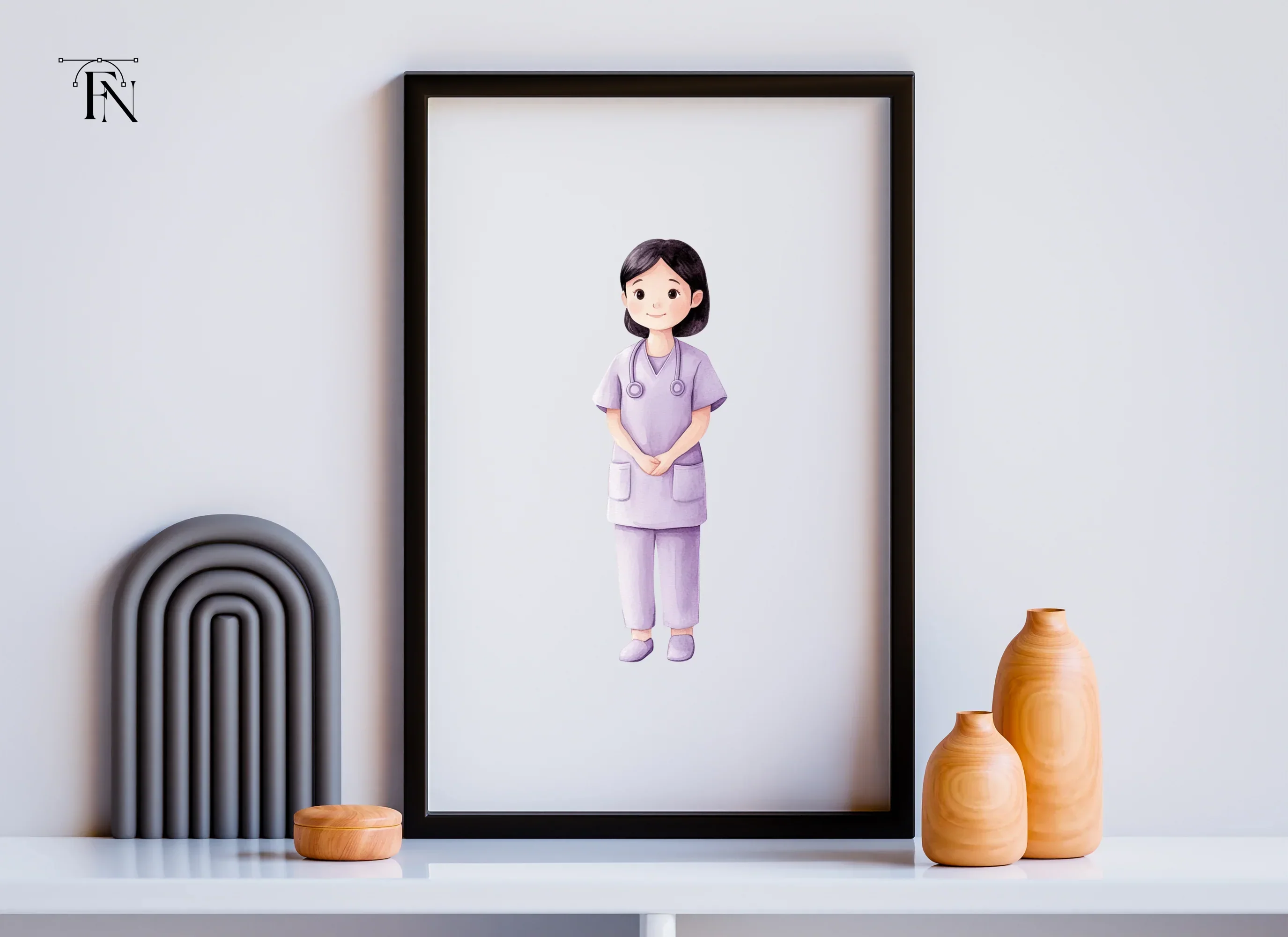 Nurses in Purple Scrubs Clipart Bundle - Image 5