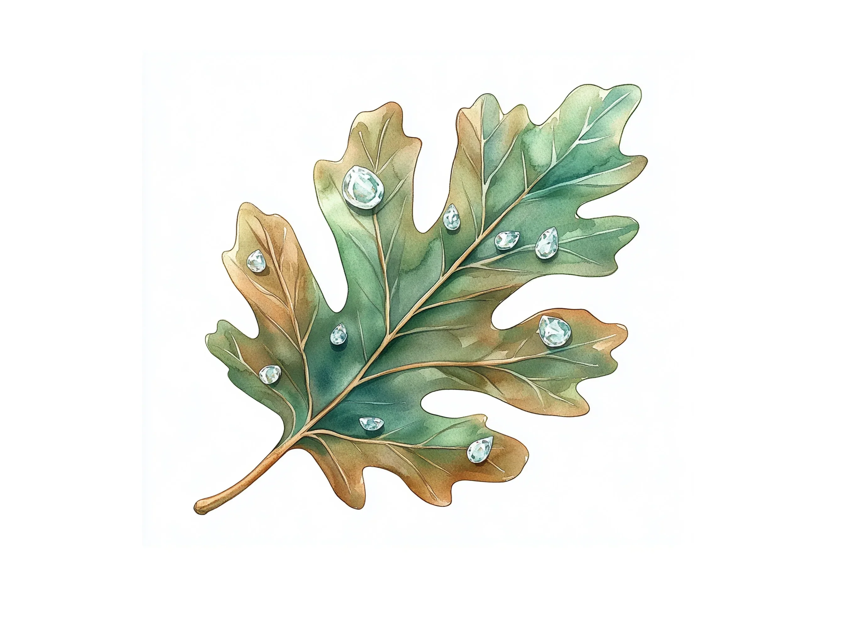 Oak Leaves with Dew Drops Clipart Bundle - Image 2