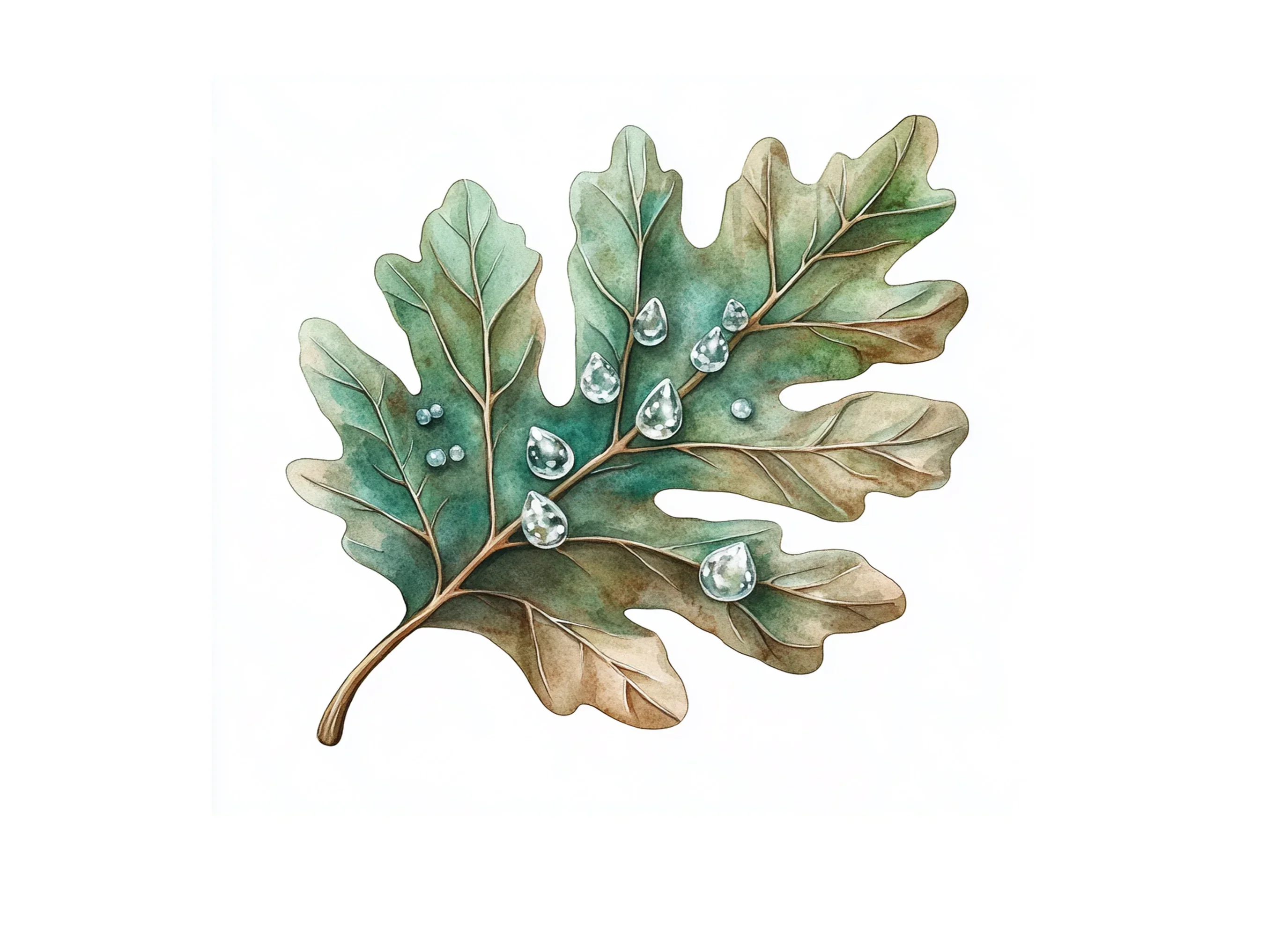 Oak Leaves with Dew Drops Clipart Bundle - Image 3