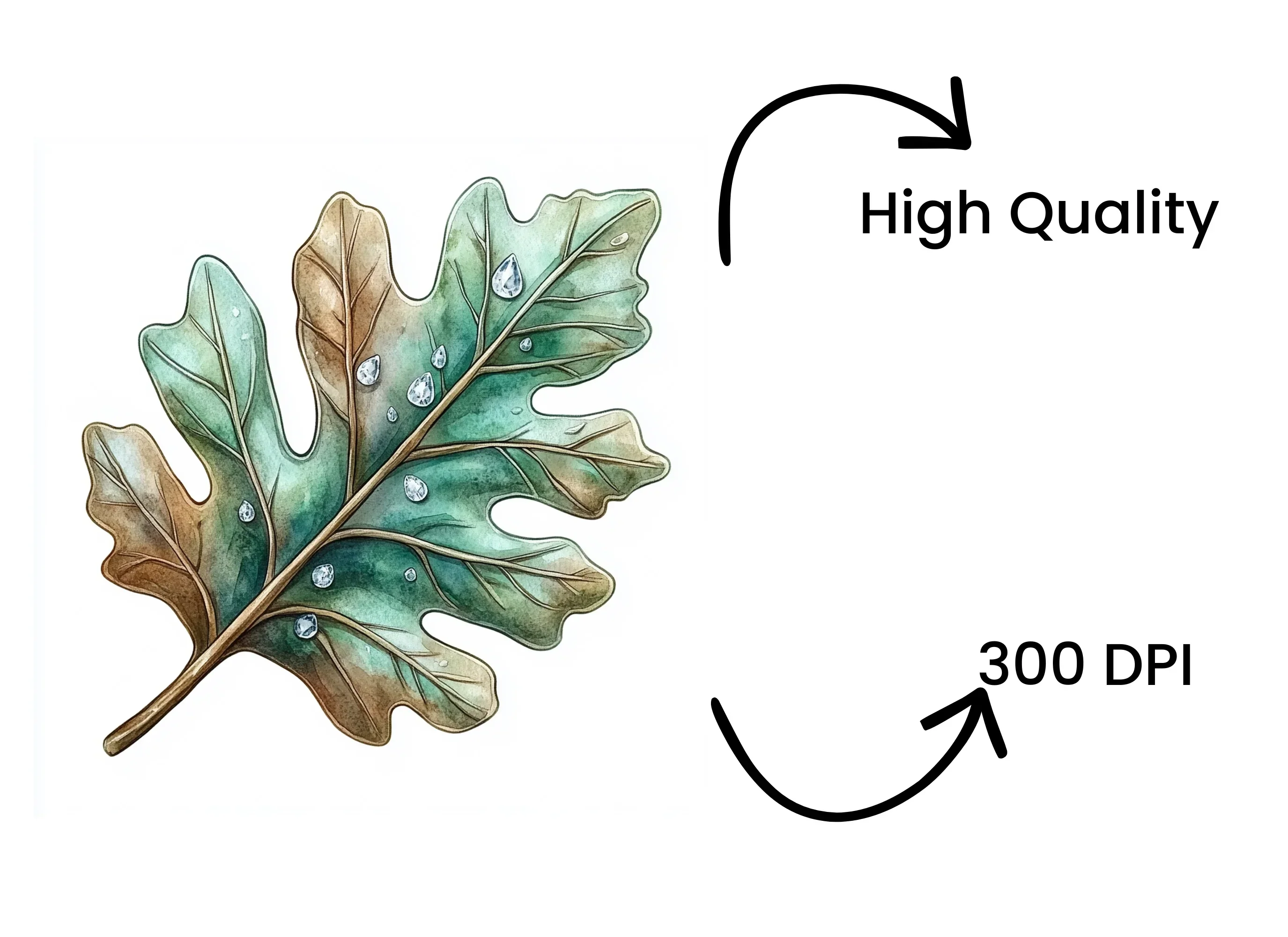 Oak Leaves with Dew Drops Clipart Bundle - Image 4