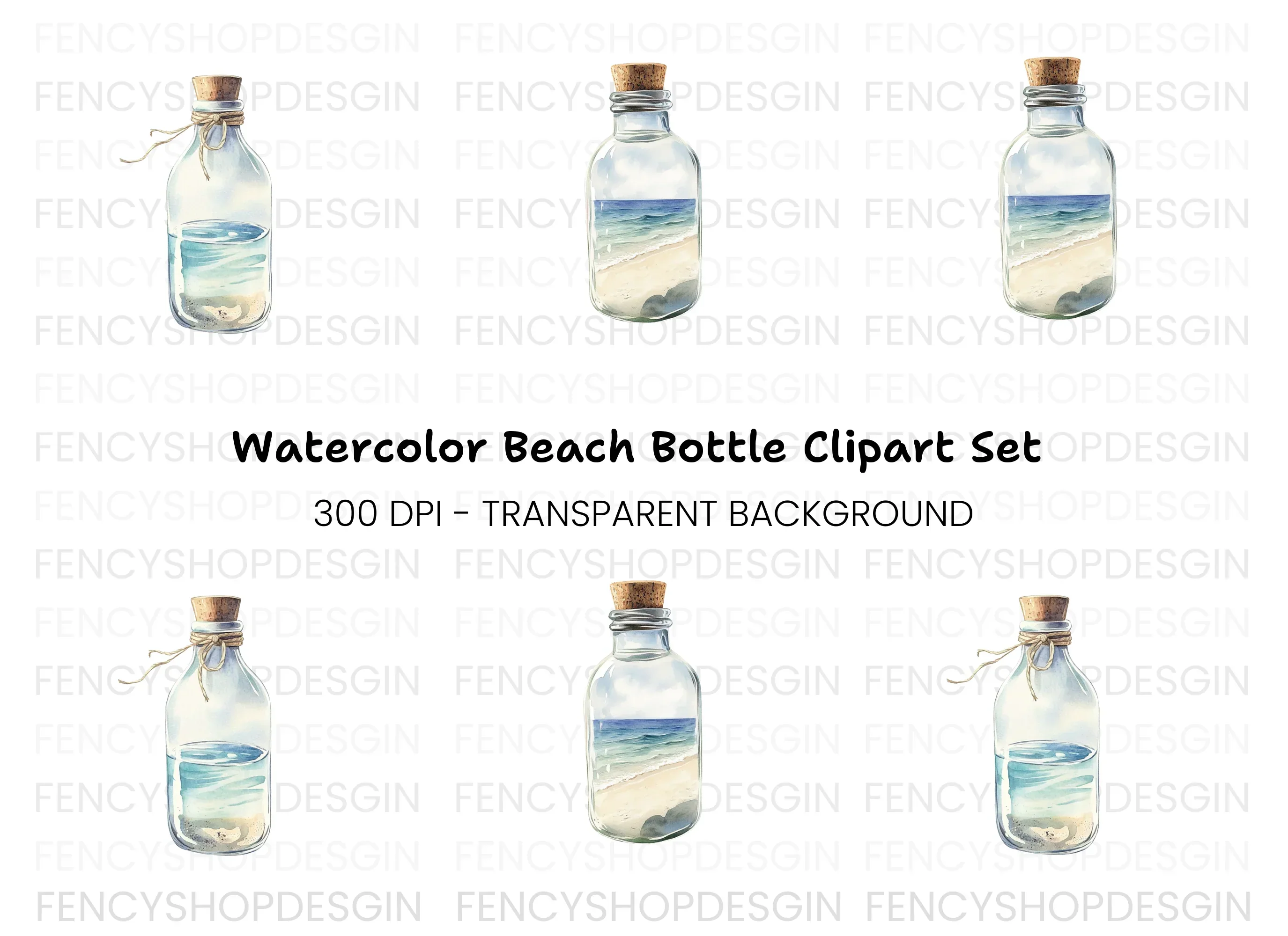 Ocean Bottle Clipart Bundle