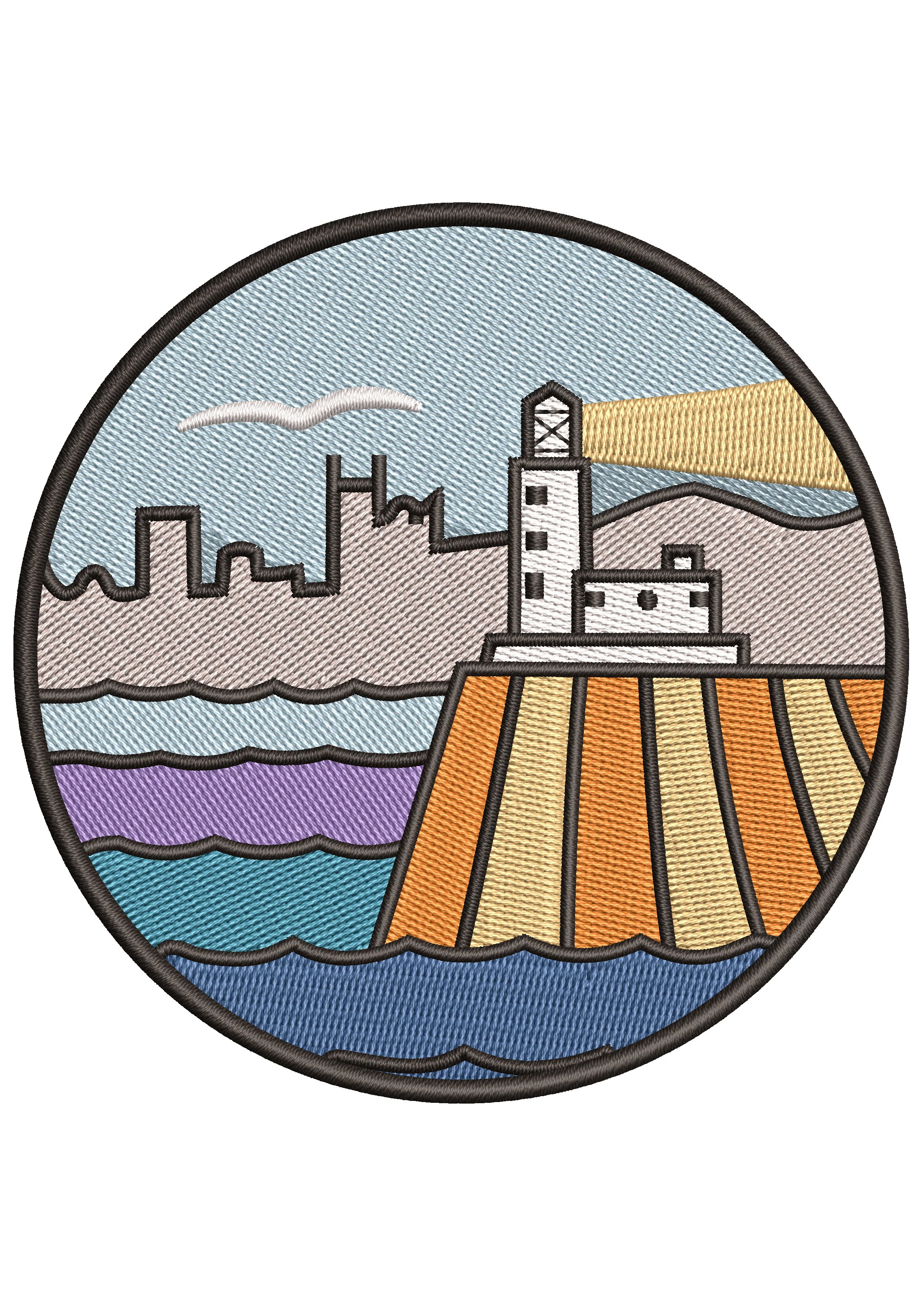 Ocean Tower Embroidery Design