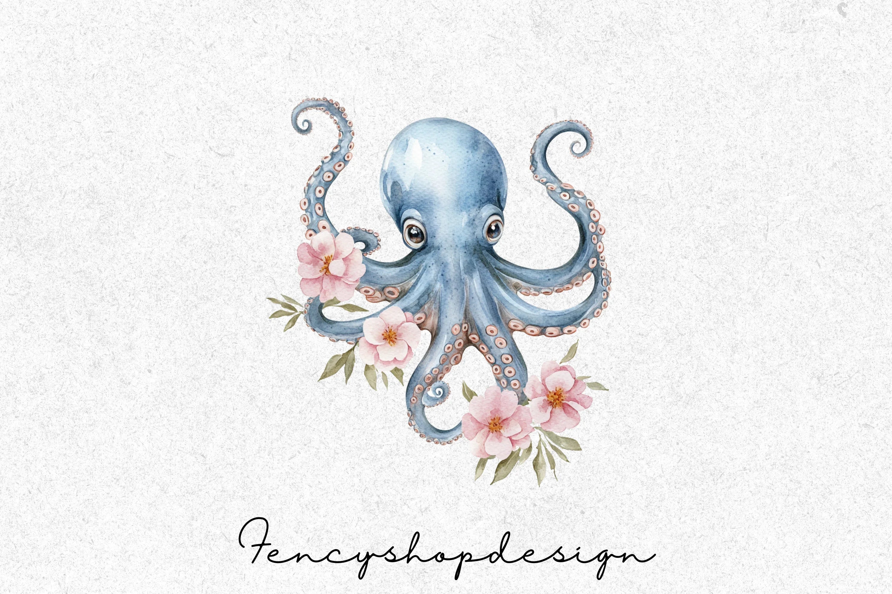 Octopus with Flowers Clipart Bundle - Image 4