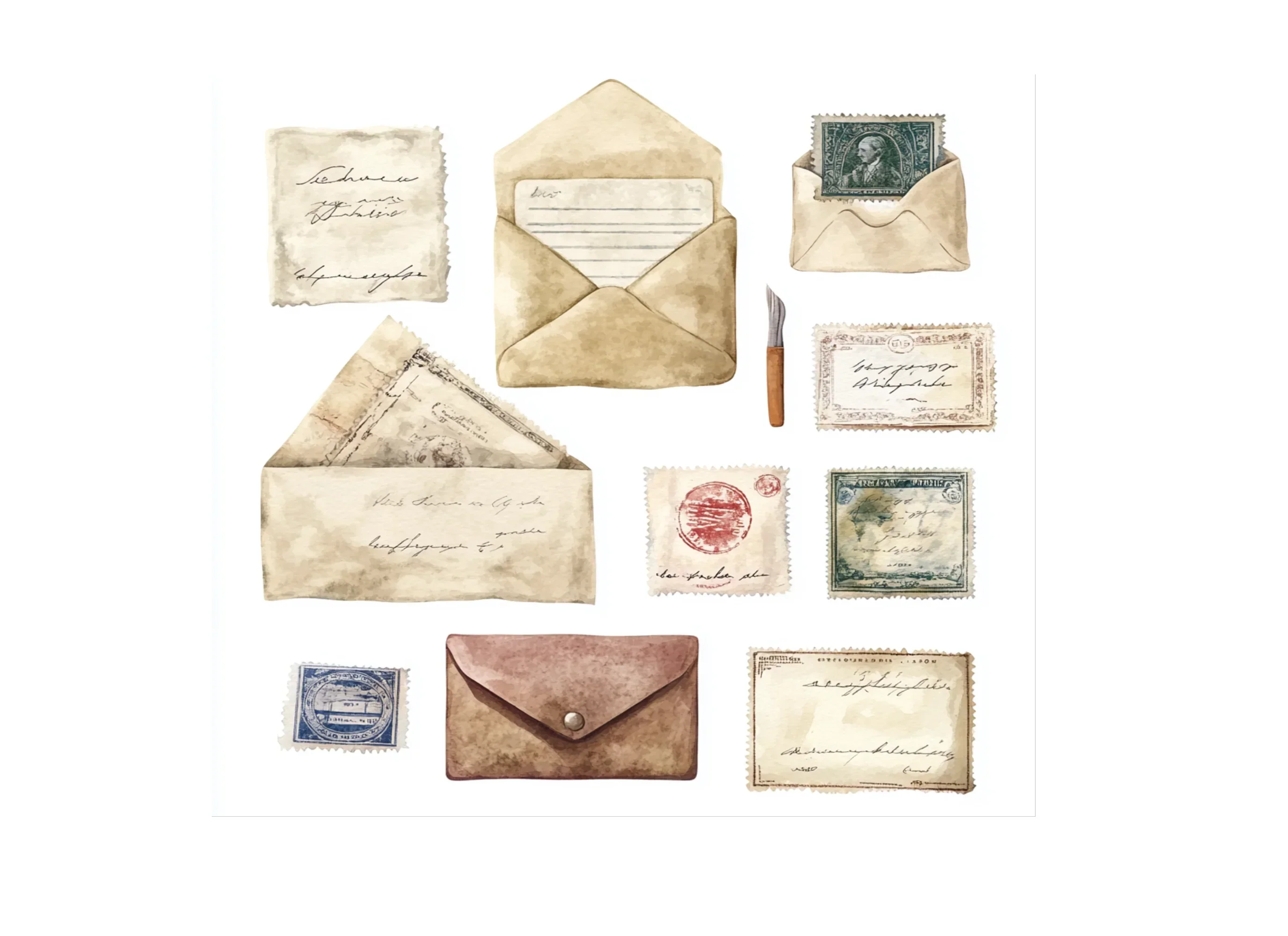 Old Mail Postage Stamp Clipart Bundle - Image 3