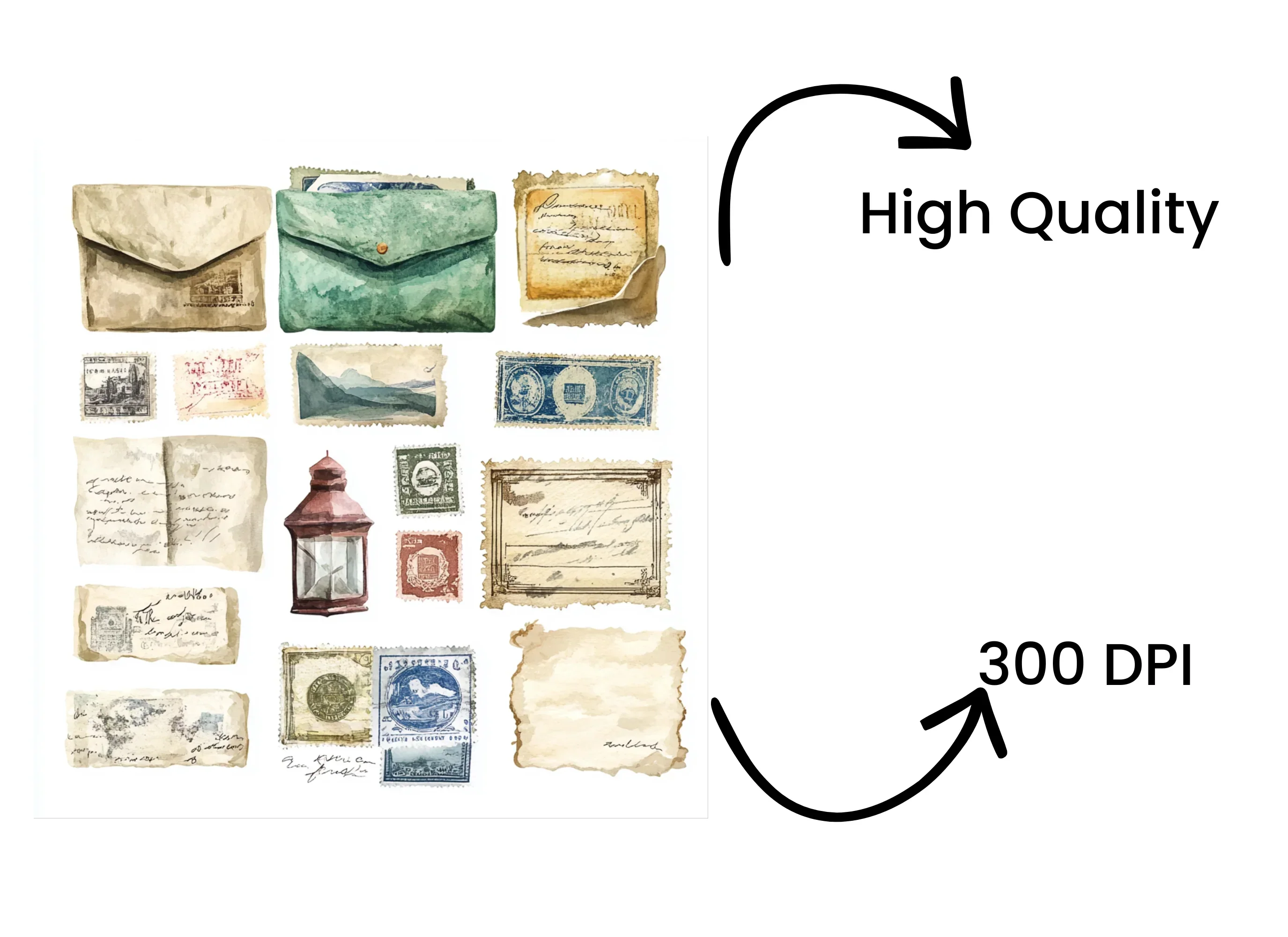 Old Mail Postage Stamp Clipart Bundle - Image 4