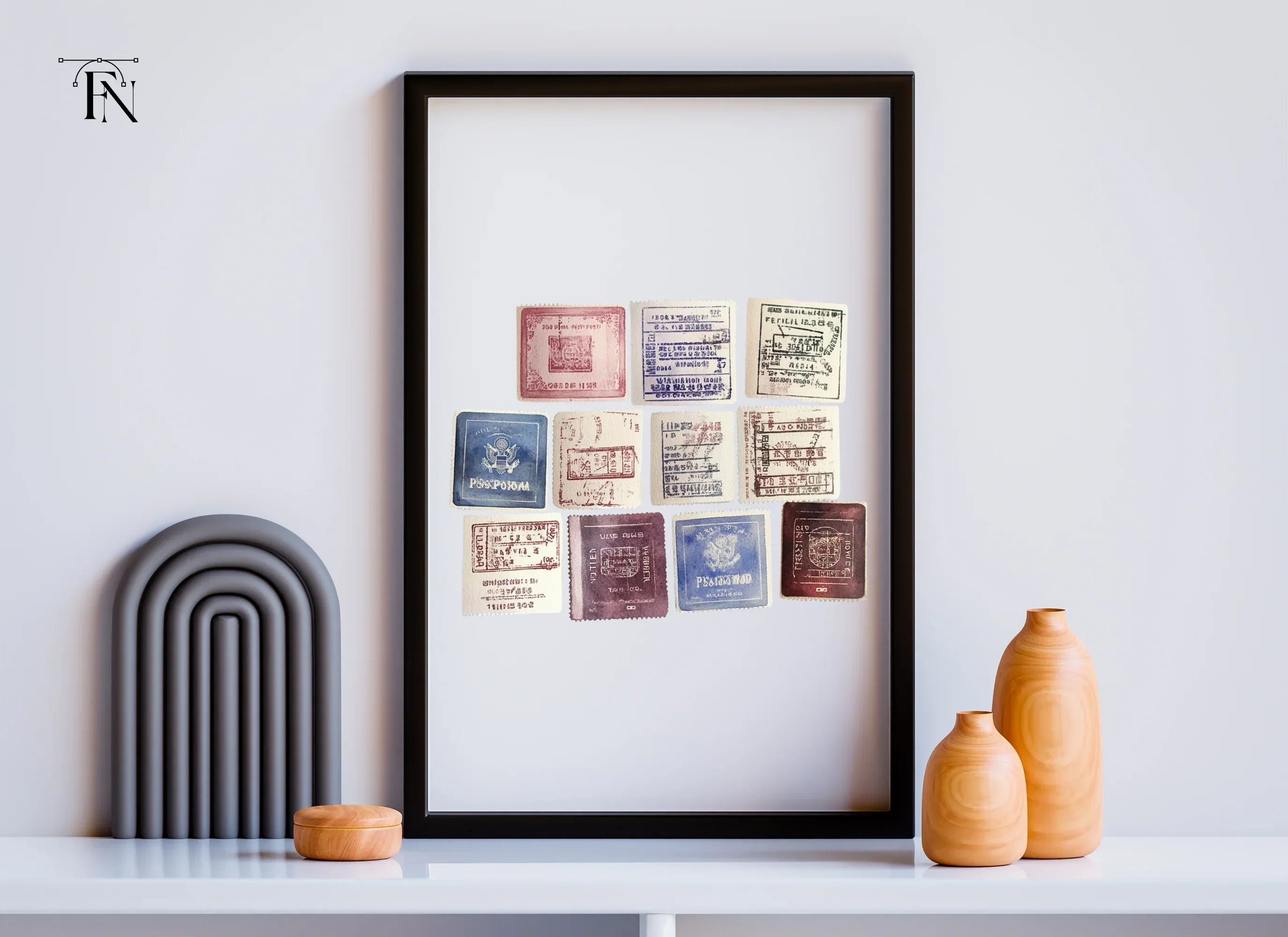 Old World Travel Stamp Clipart Bundle - Image 6