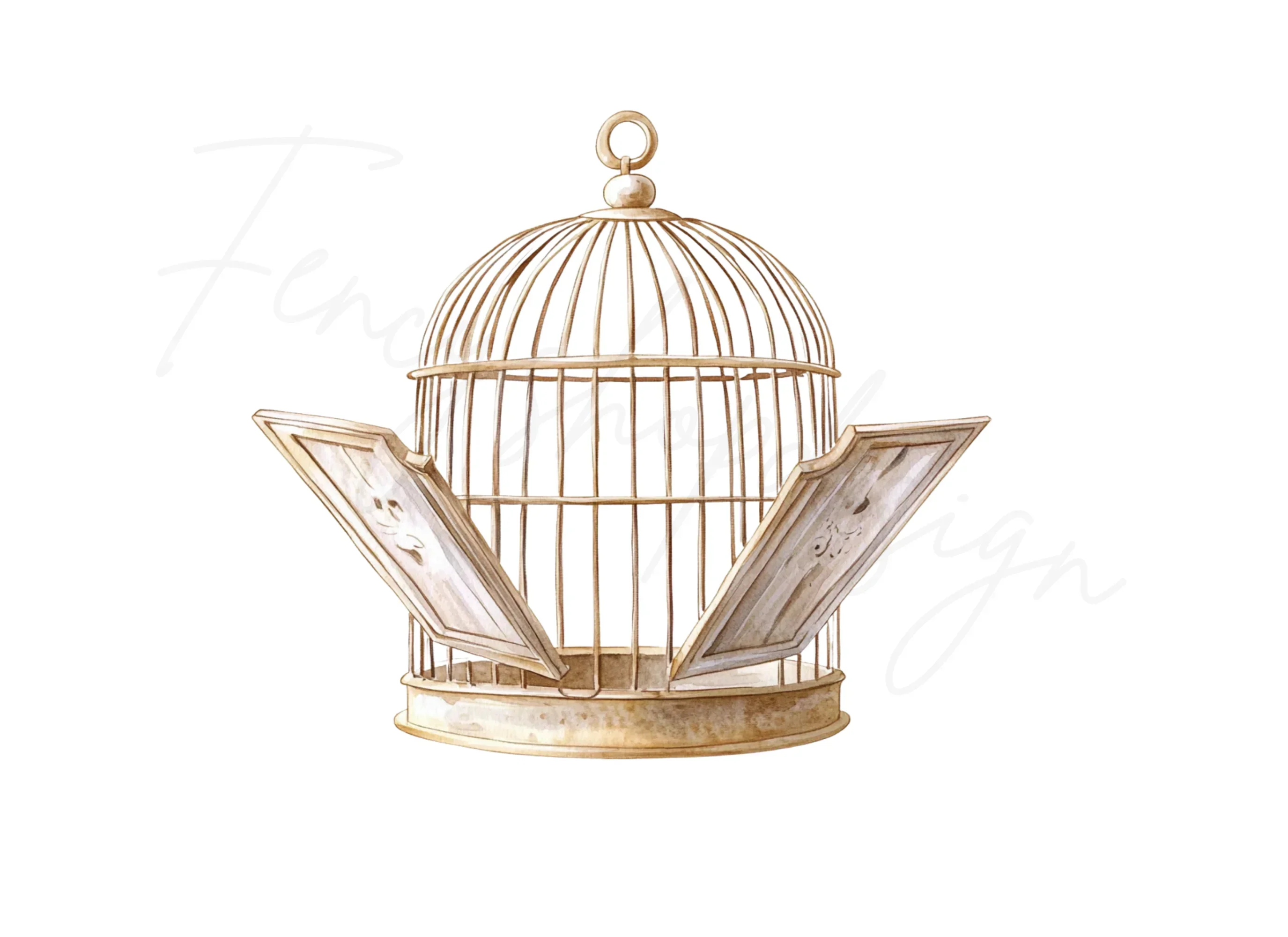 Open Vintage Bird Cage Clipart Bundle - Image 3