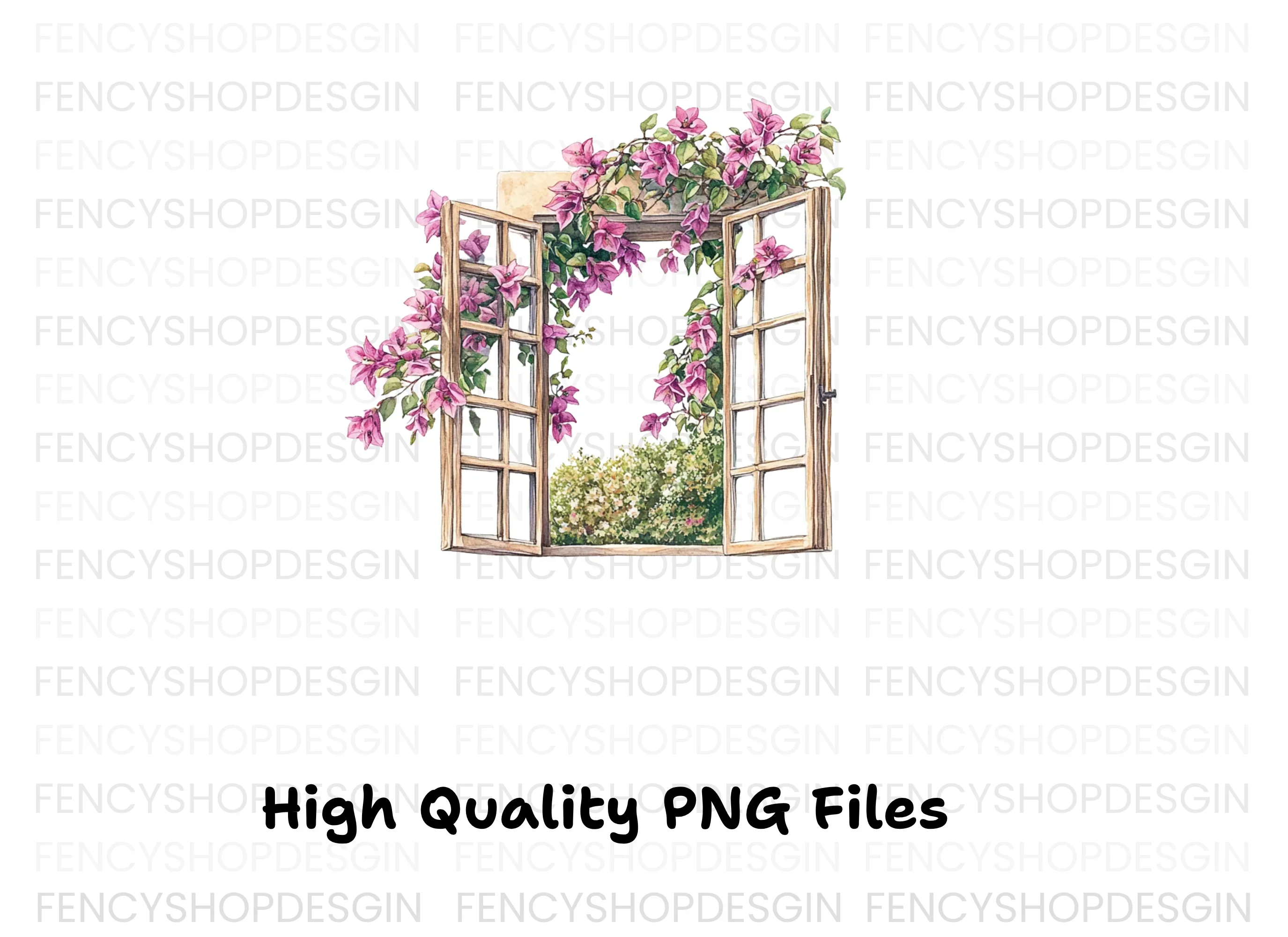Open Window with Bougainvillea Clipart Bundle - Image 3