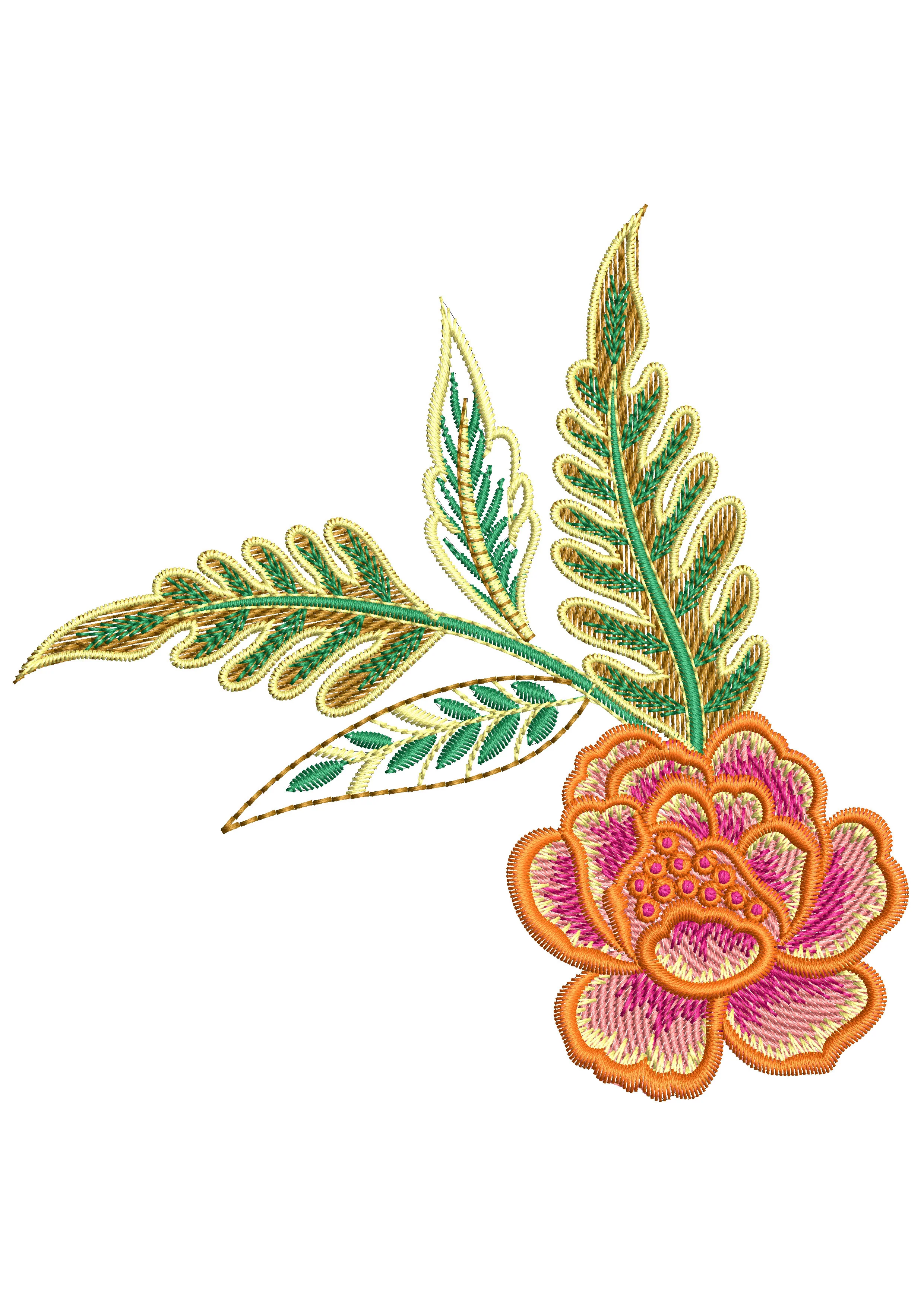 Orange Flower Embroidery Design