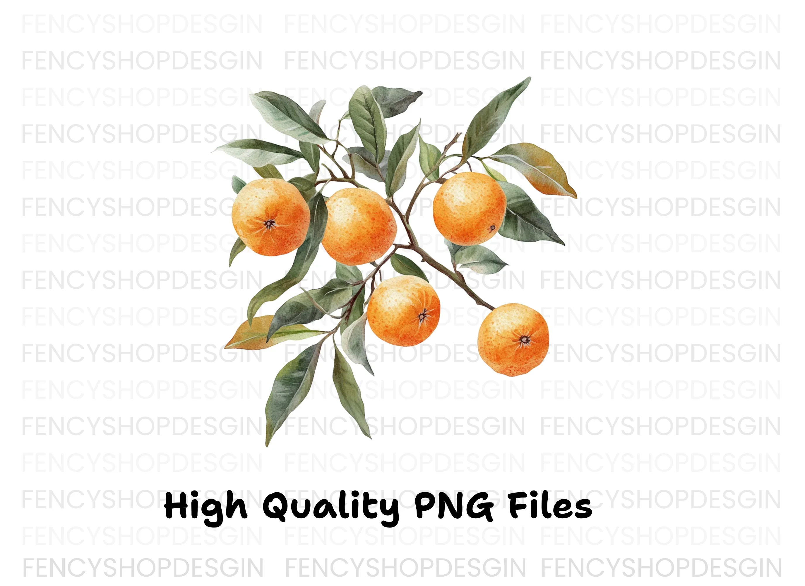 Orange Fruit Branch Clipart Bundle - Image 3