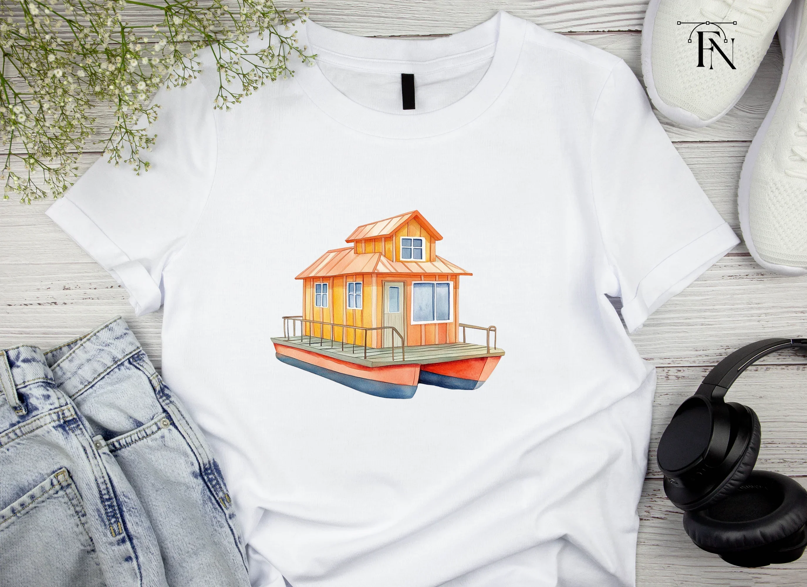 Orange Houseboat Clipart Bundle - Image 3