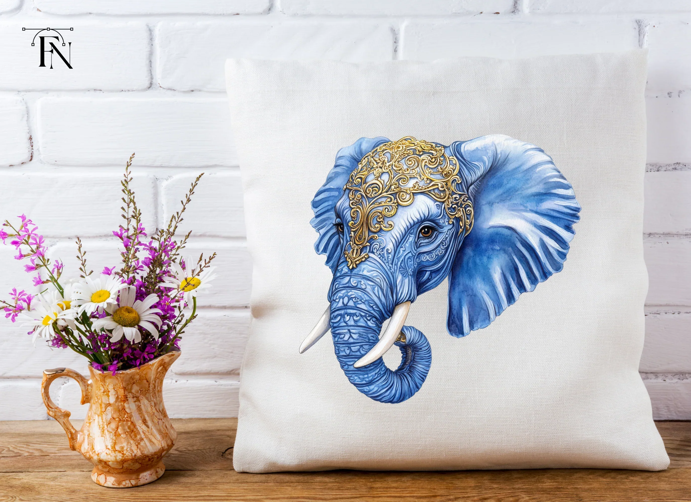Ornate Blue Elephant Head Clipart Bundle - Image 5