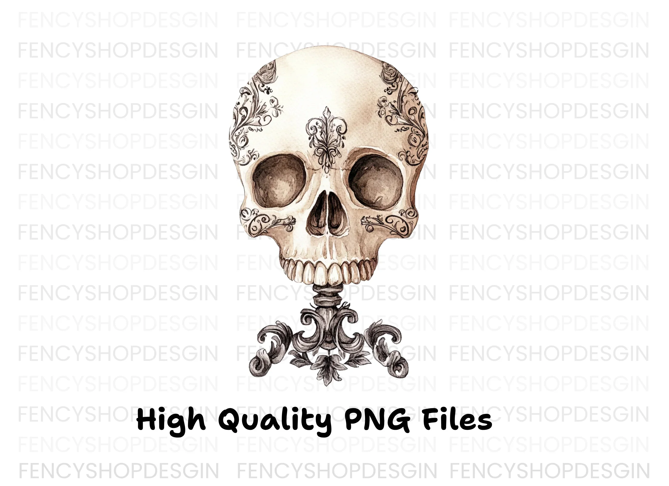 Ornate Floral Skull Clipart Bundle - Image 3