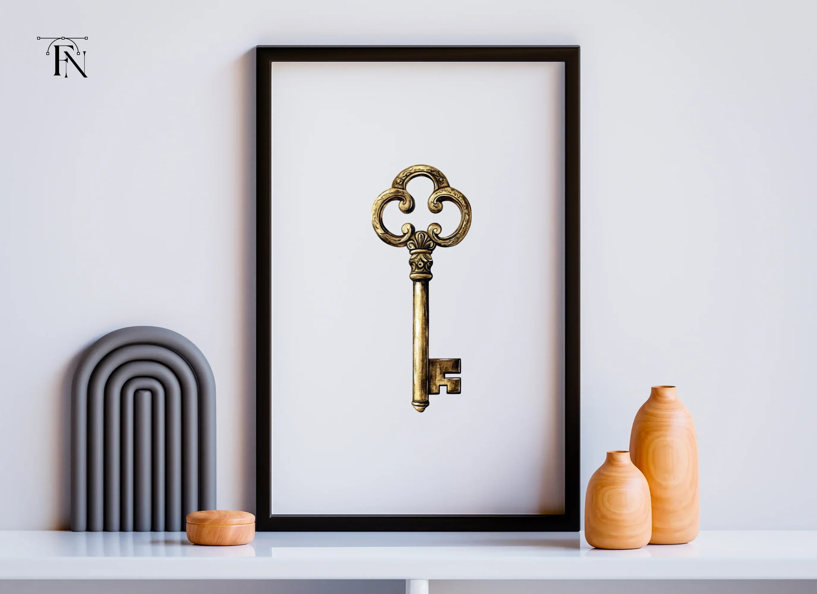 Ornate Golden Skeleton Key Clipart Bundle - Image 3
