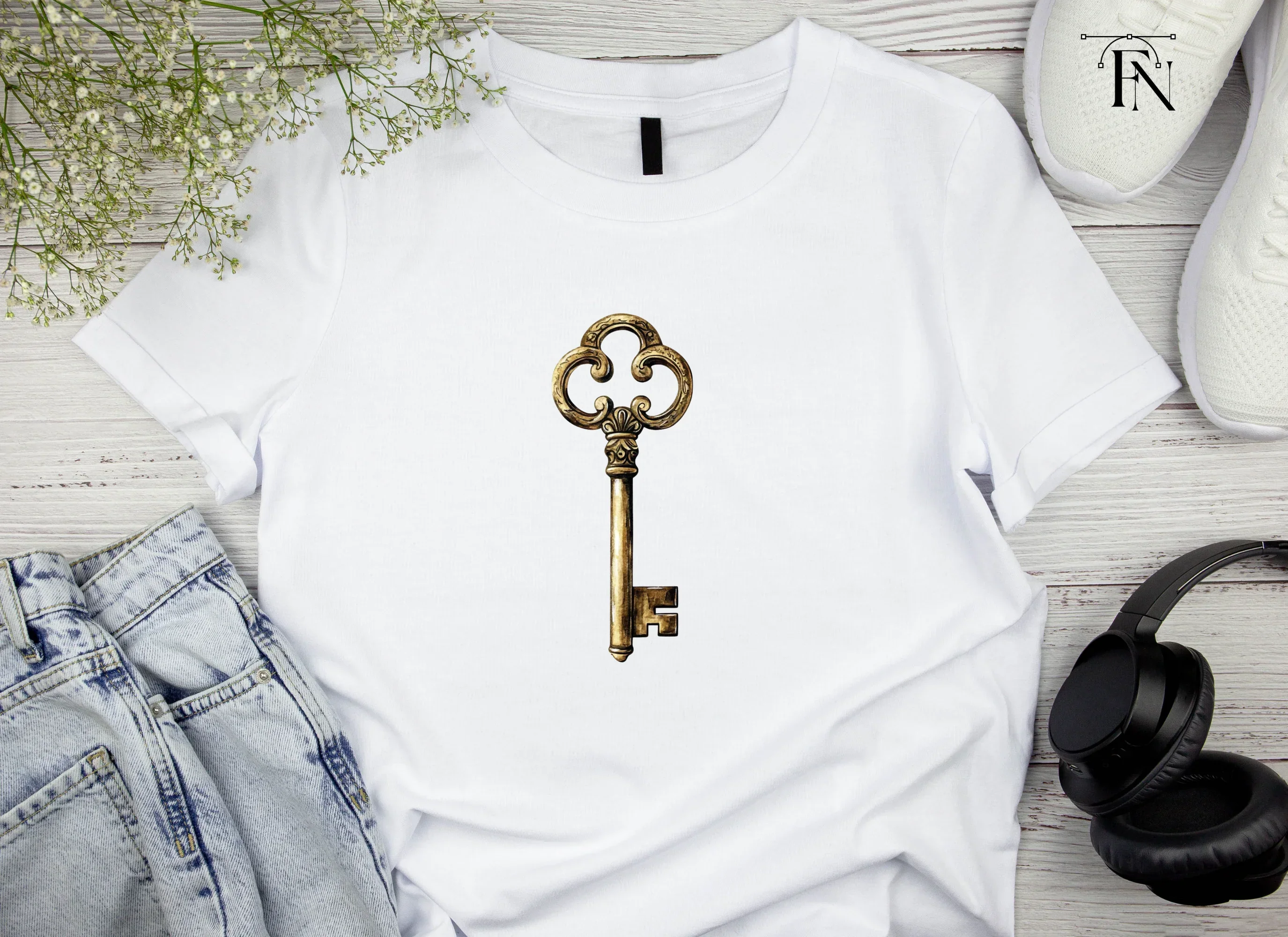 Ornate Golden Skeleton Key Clipart Bundle - Image 5