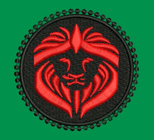 Ornate Lion Crest Emblem Embroidery Design