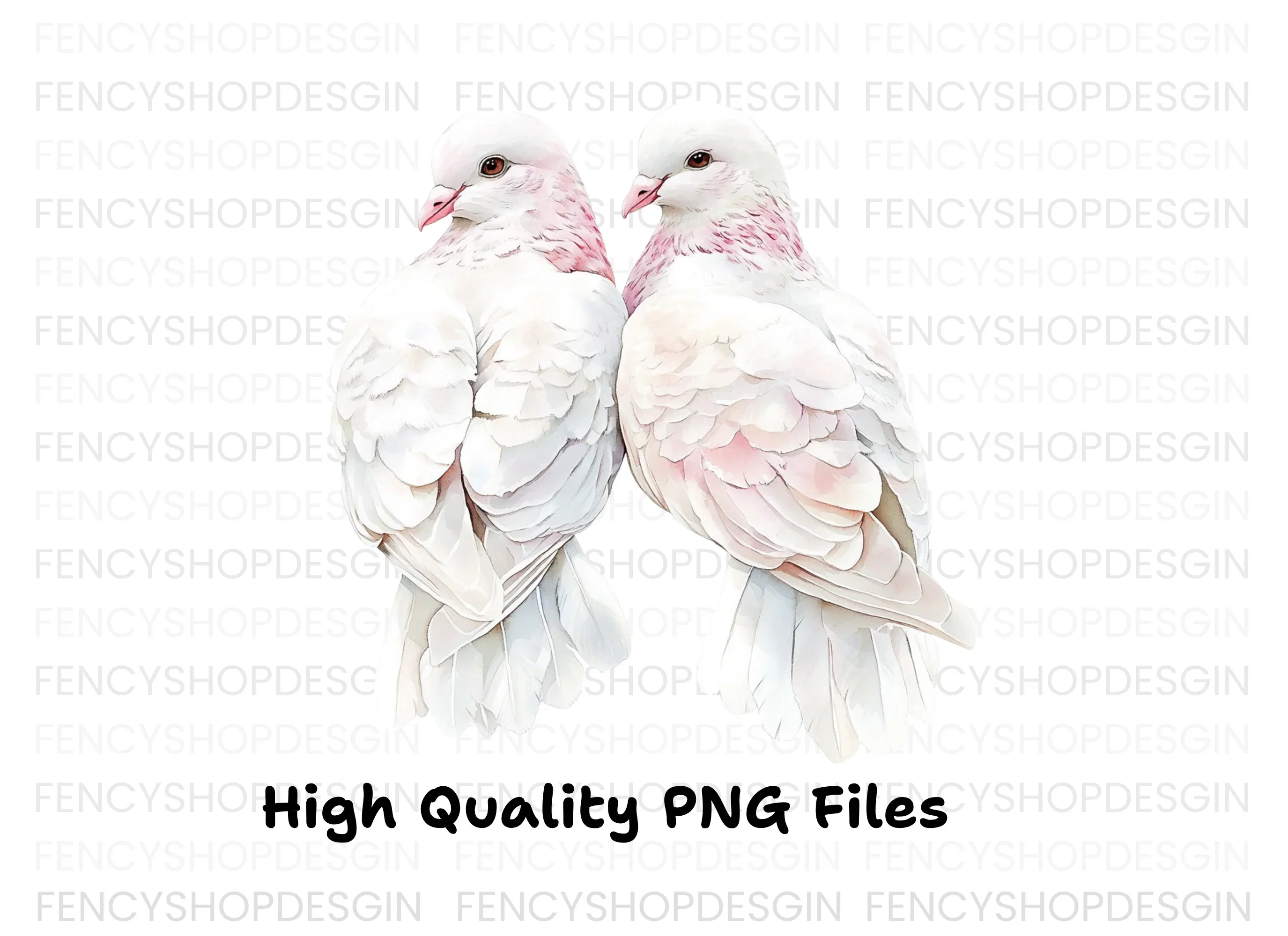 Pair of White Doves Clipart Bundle - Image 2