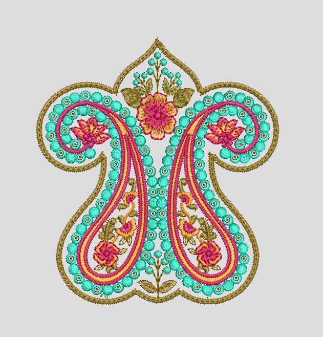 Paisley Swirl Colorful Motif Embroidery Design
