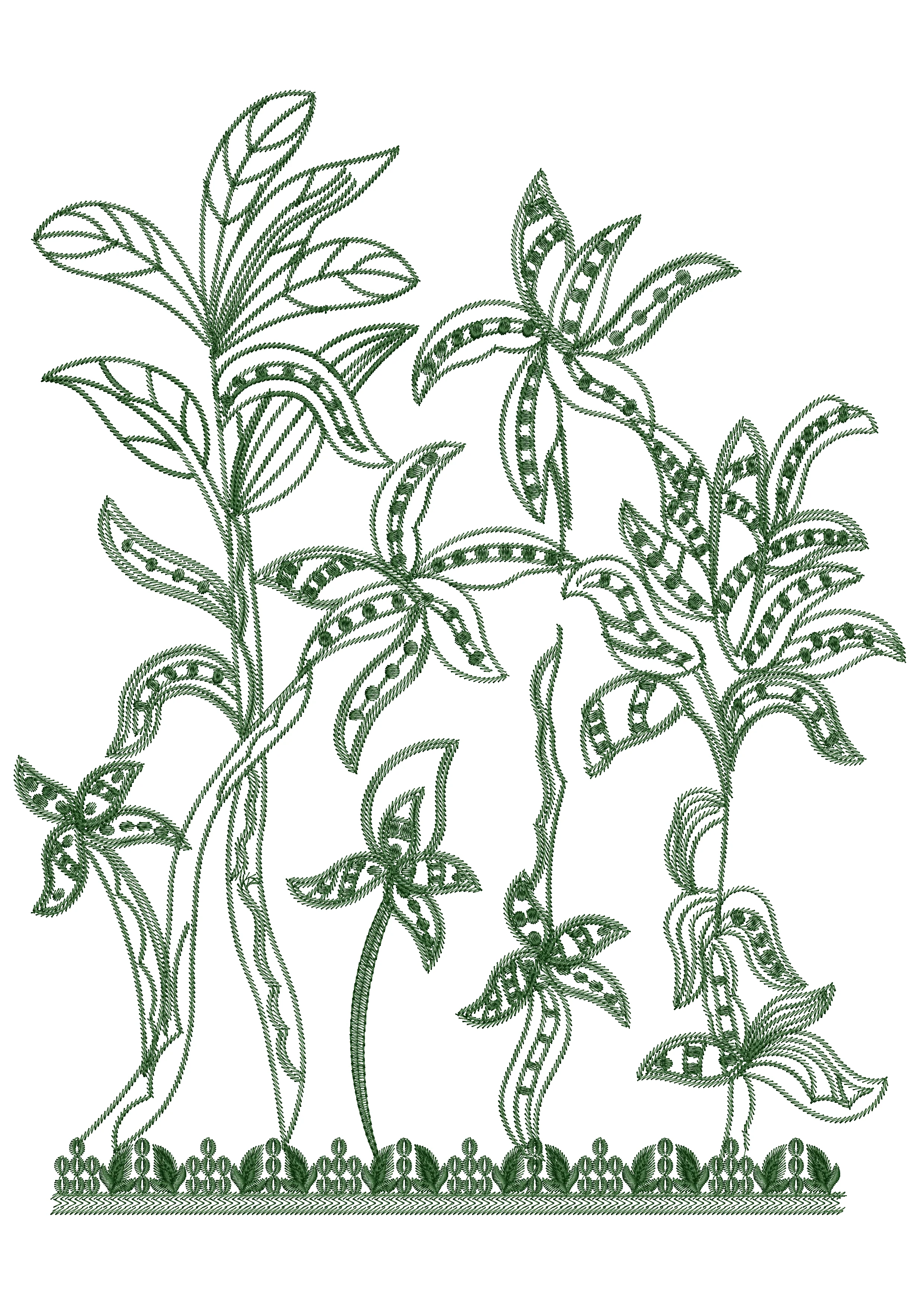 Palm Plants Embroidery Design