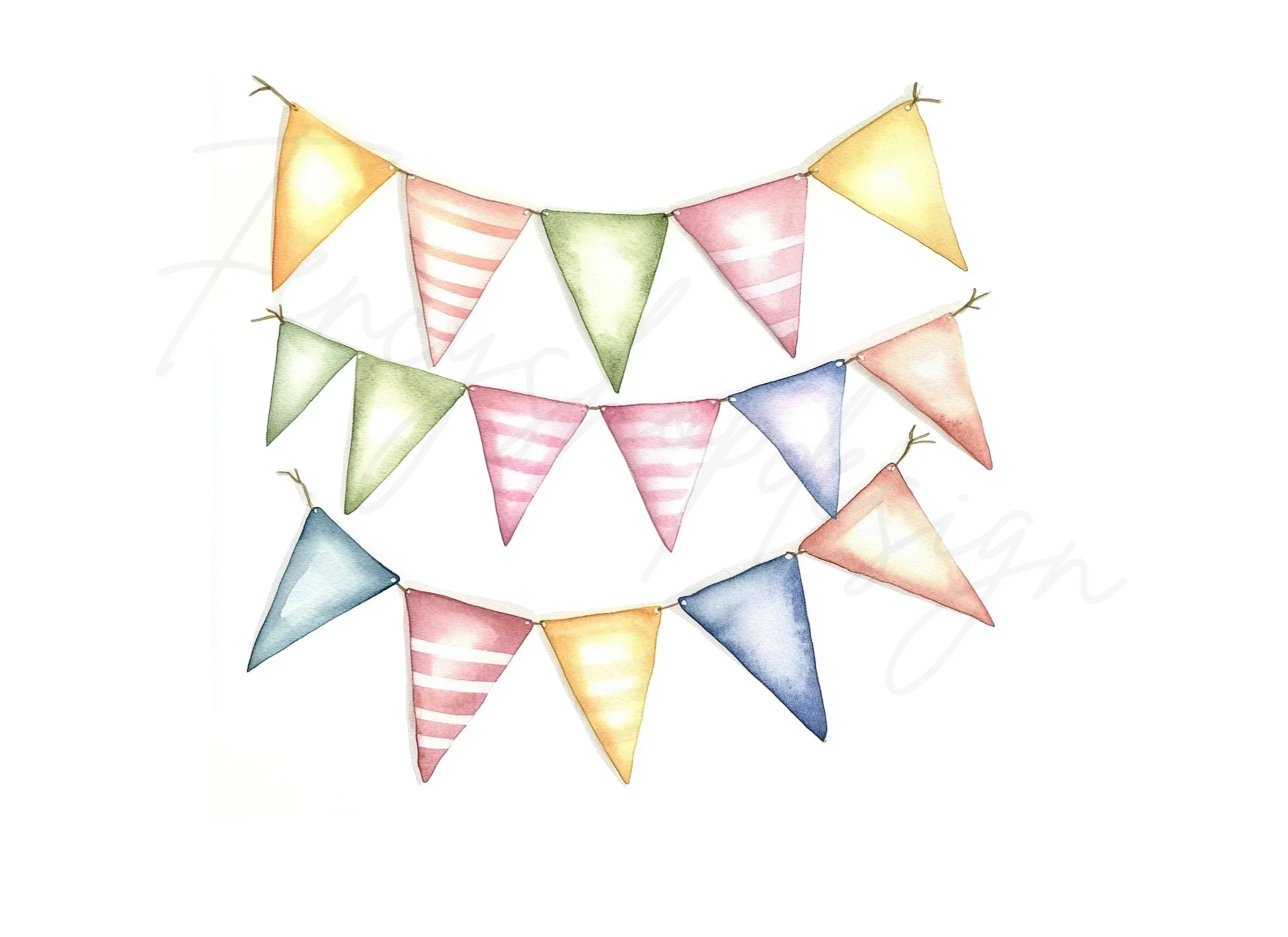 Pastel Bunting Flags Clipart Bundle - Image 3