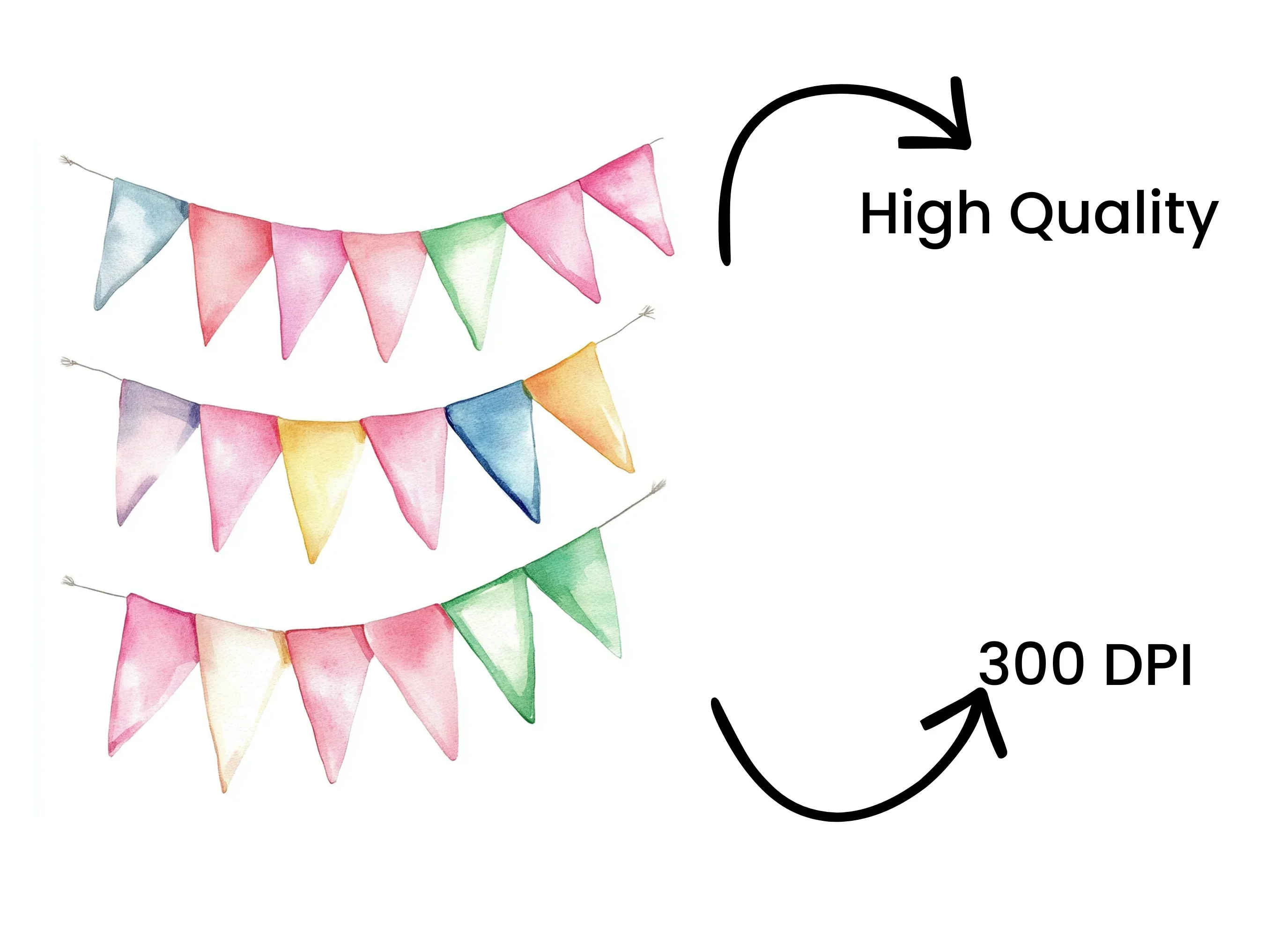 Pastel Bunting Flags Clipart Bundle - Image 4