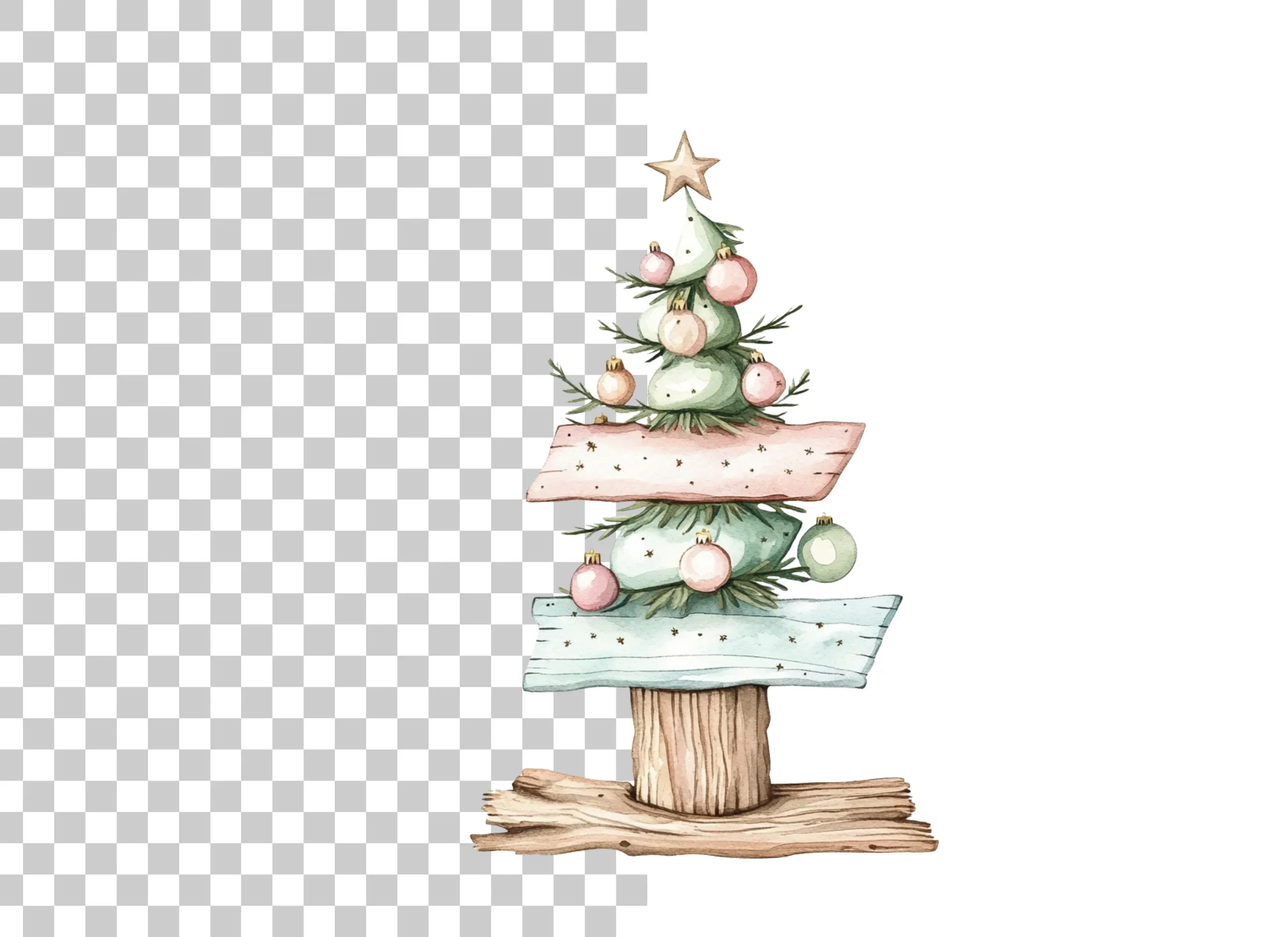 Pastel Christmas Tree Ornaments Clipart Bundle - Image 2