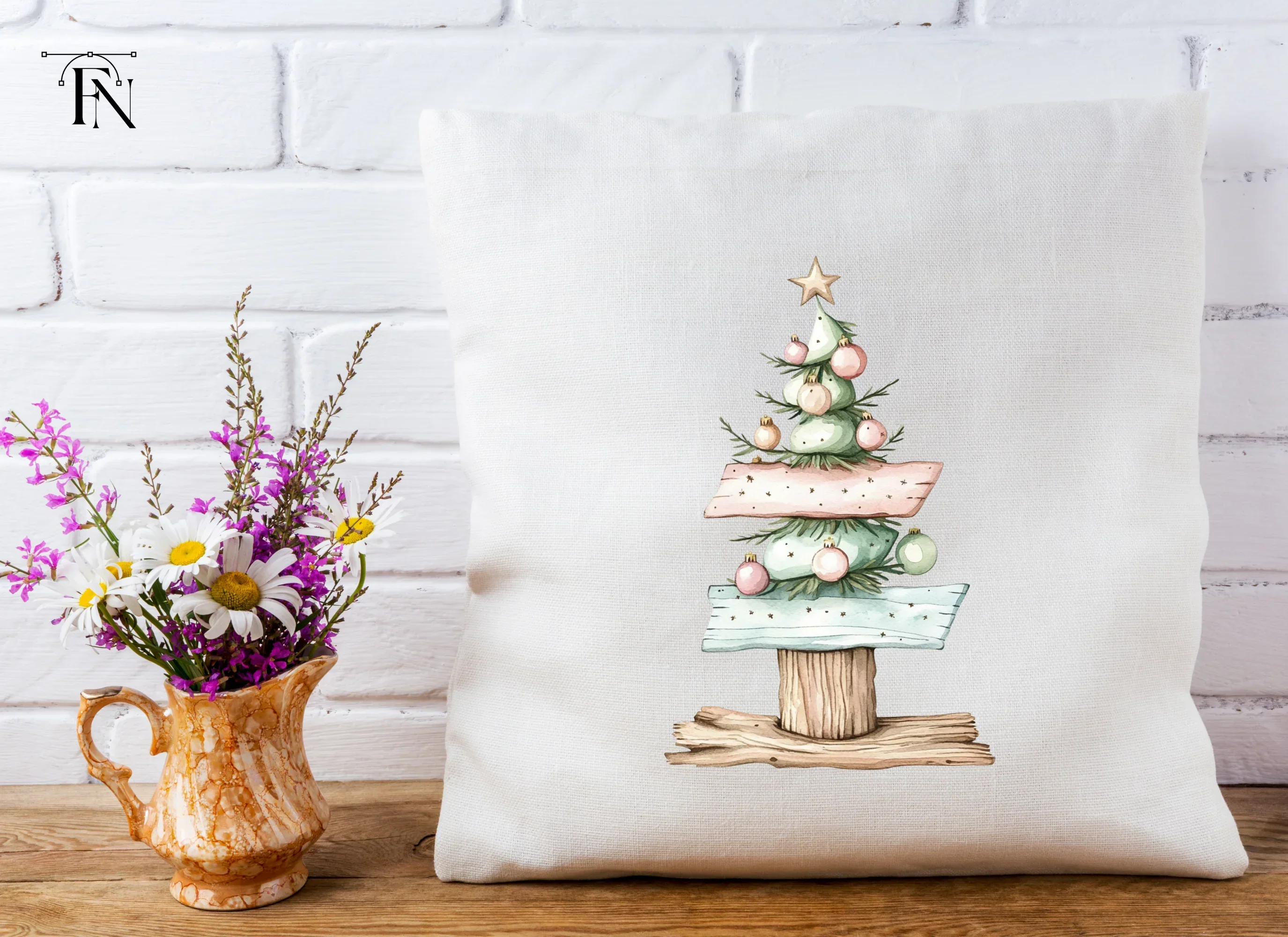 Pastel Christmas Tree Ornaments Clipart Bundle - Image 5