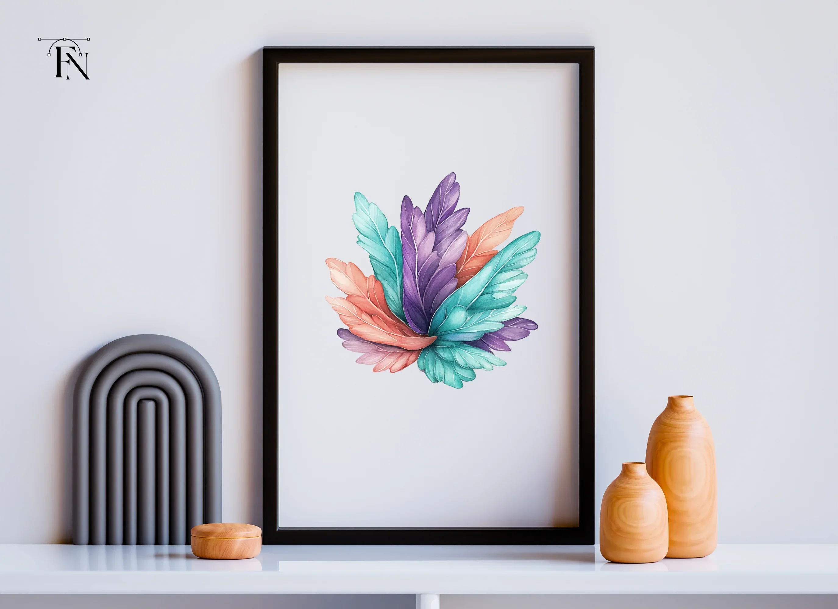 Pastel Feather Burst Clipart Bundle - Image 3