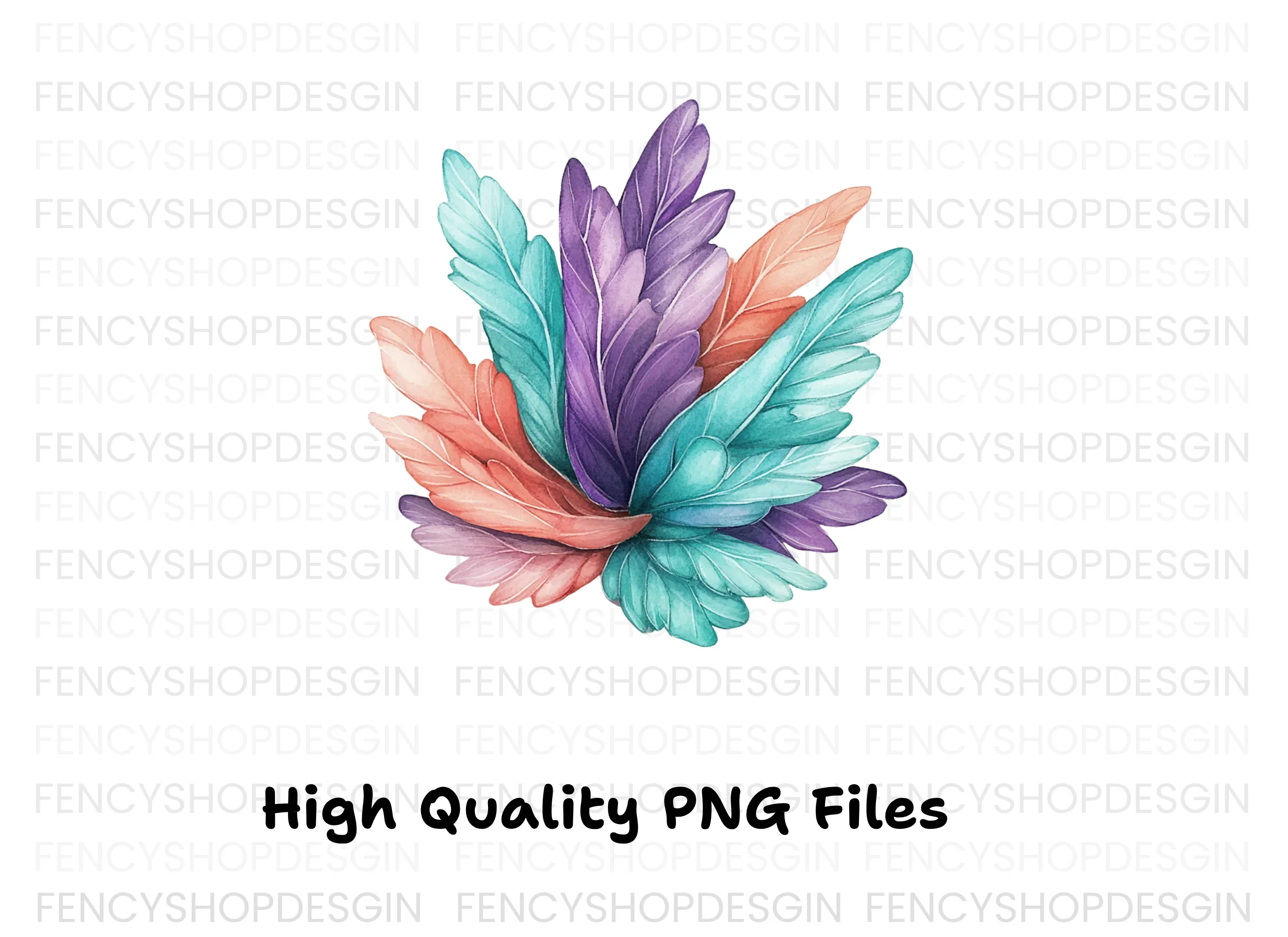 Pastel Feather Burst Clipart Bundle - Image 4