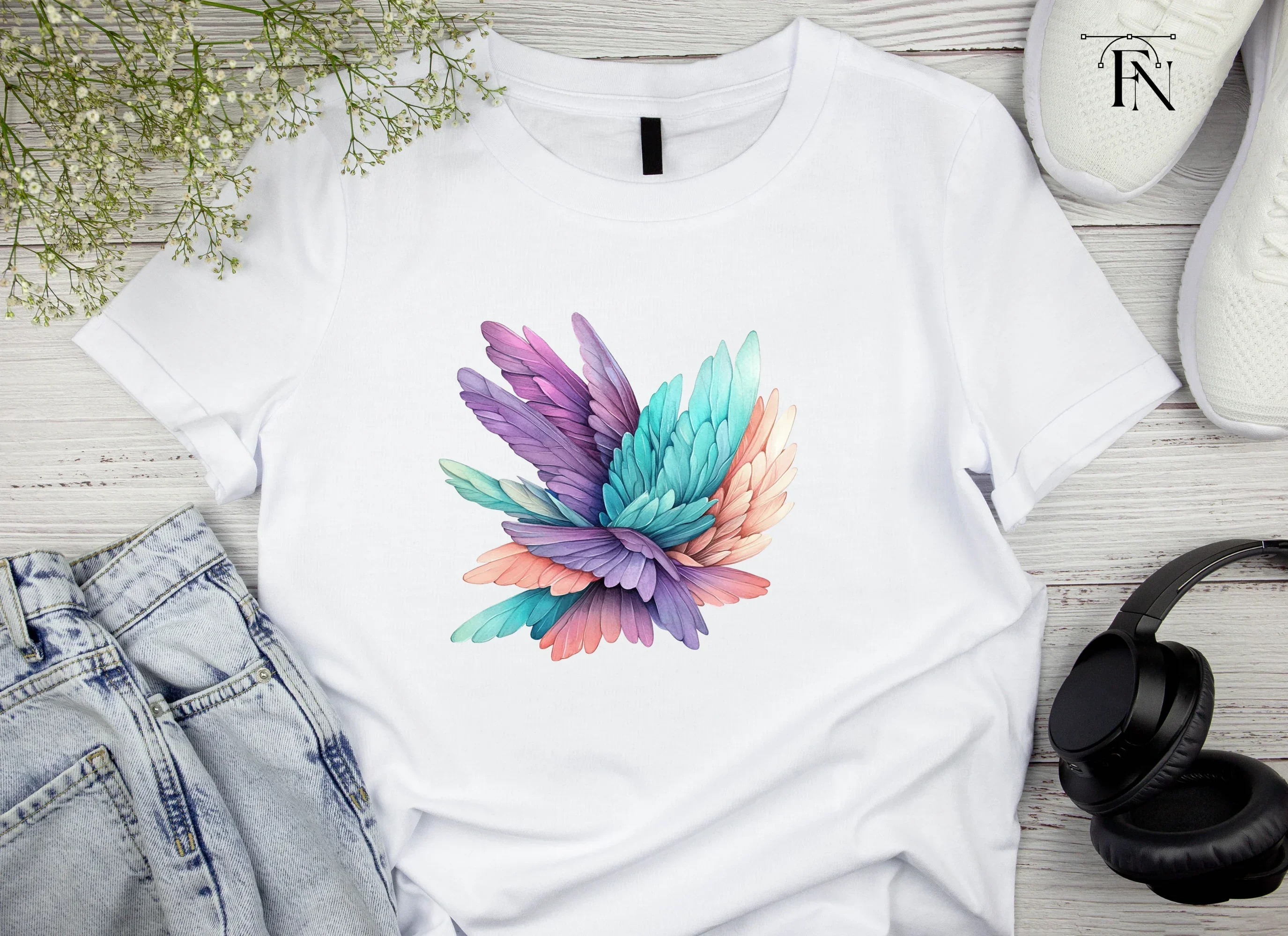 Pastel Feather Burst Clipart Bundle - Image 5