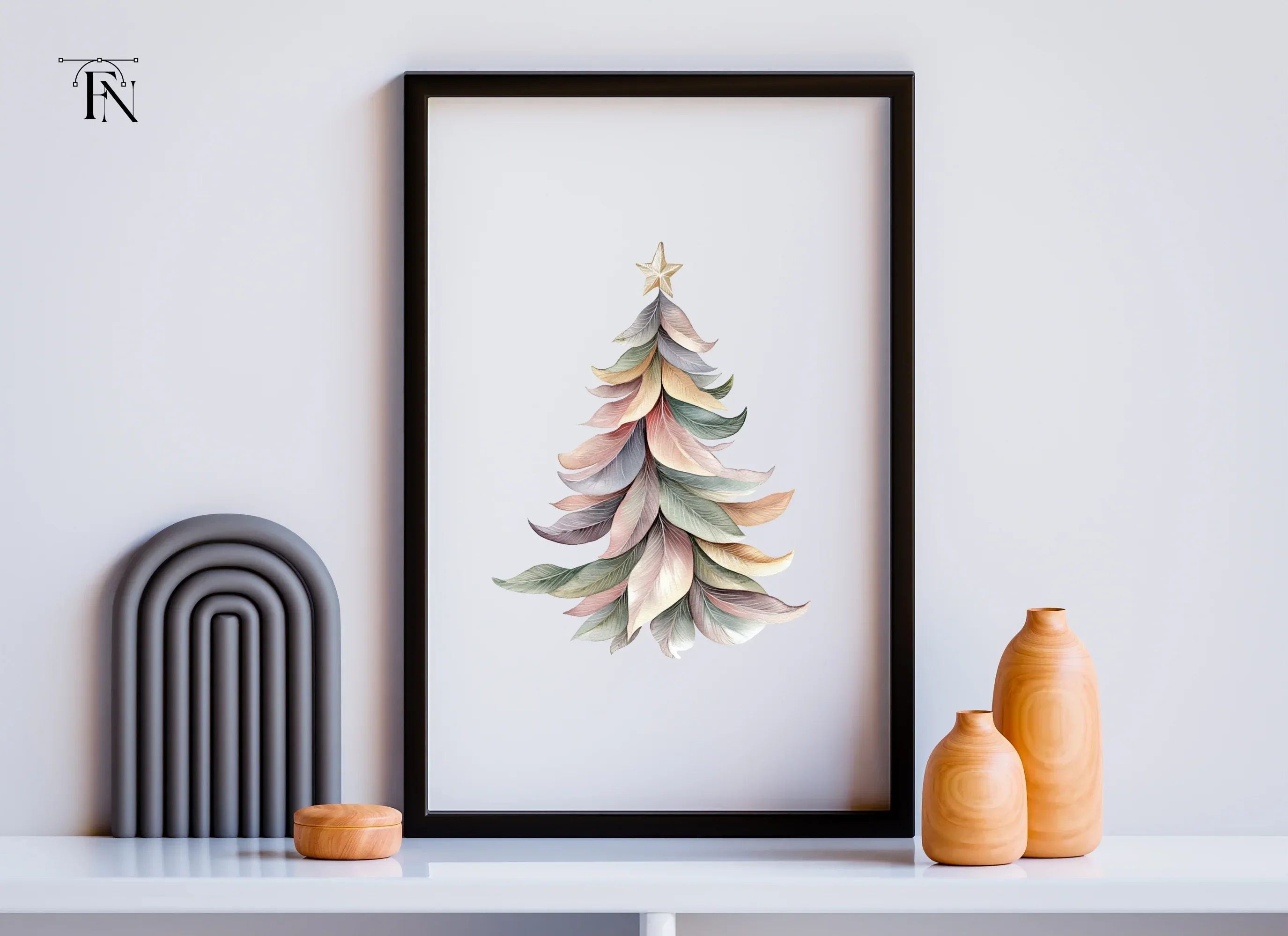 Pastel Feather Christmas Tree Clipart Bundle - Image 6