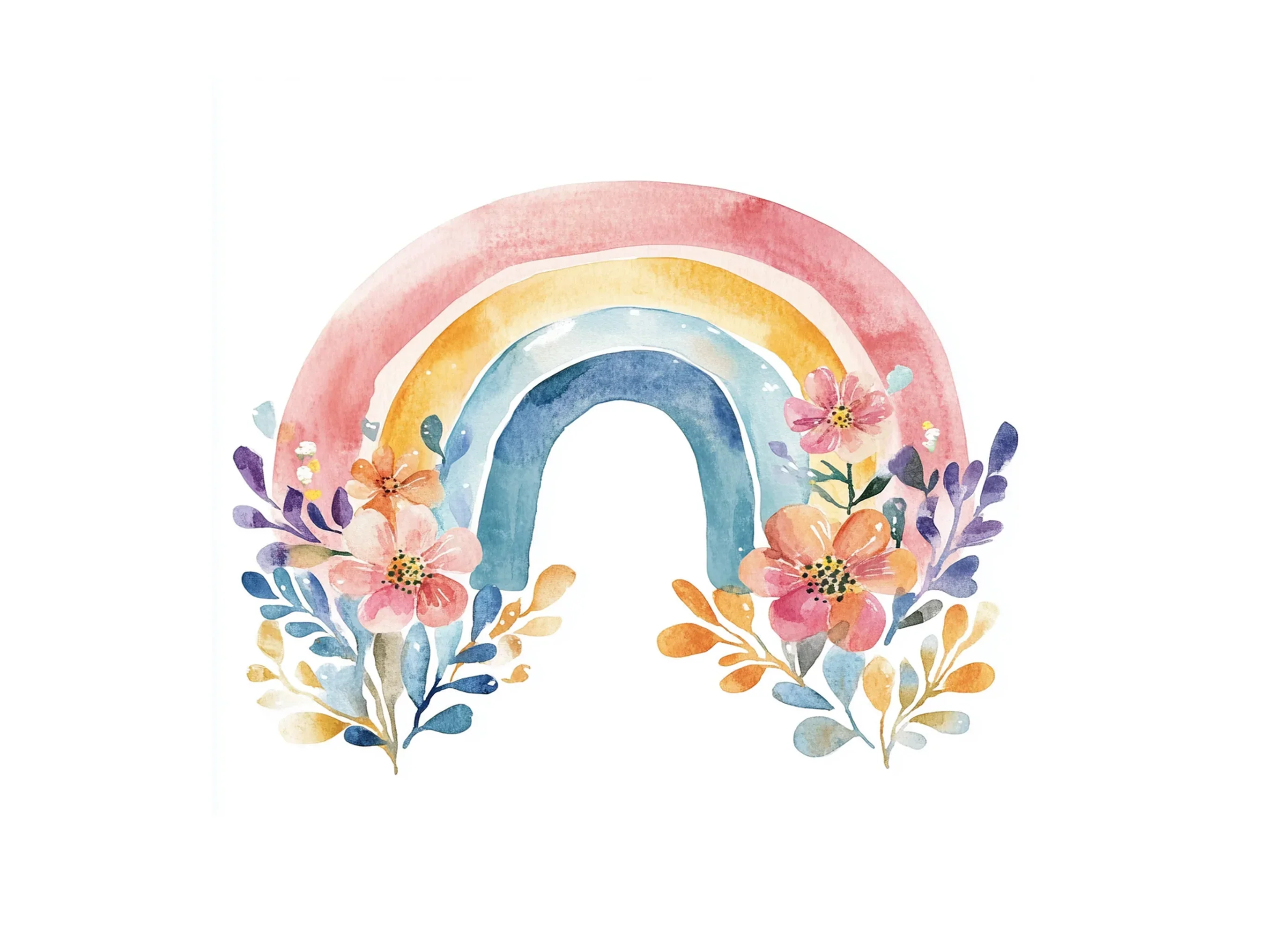 Pastel Floral Rainbow Clipart Bundle - Image 2