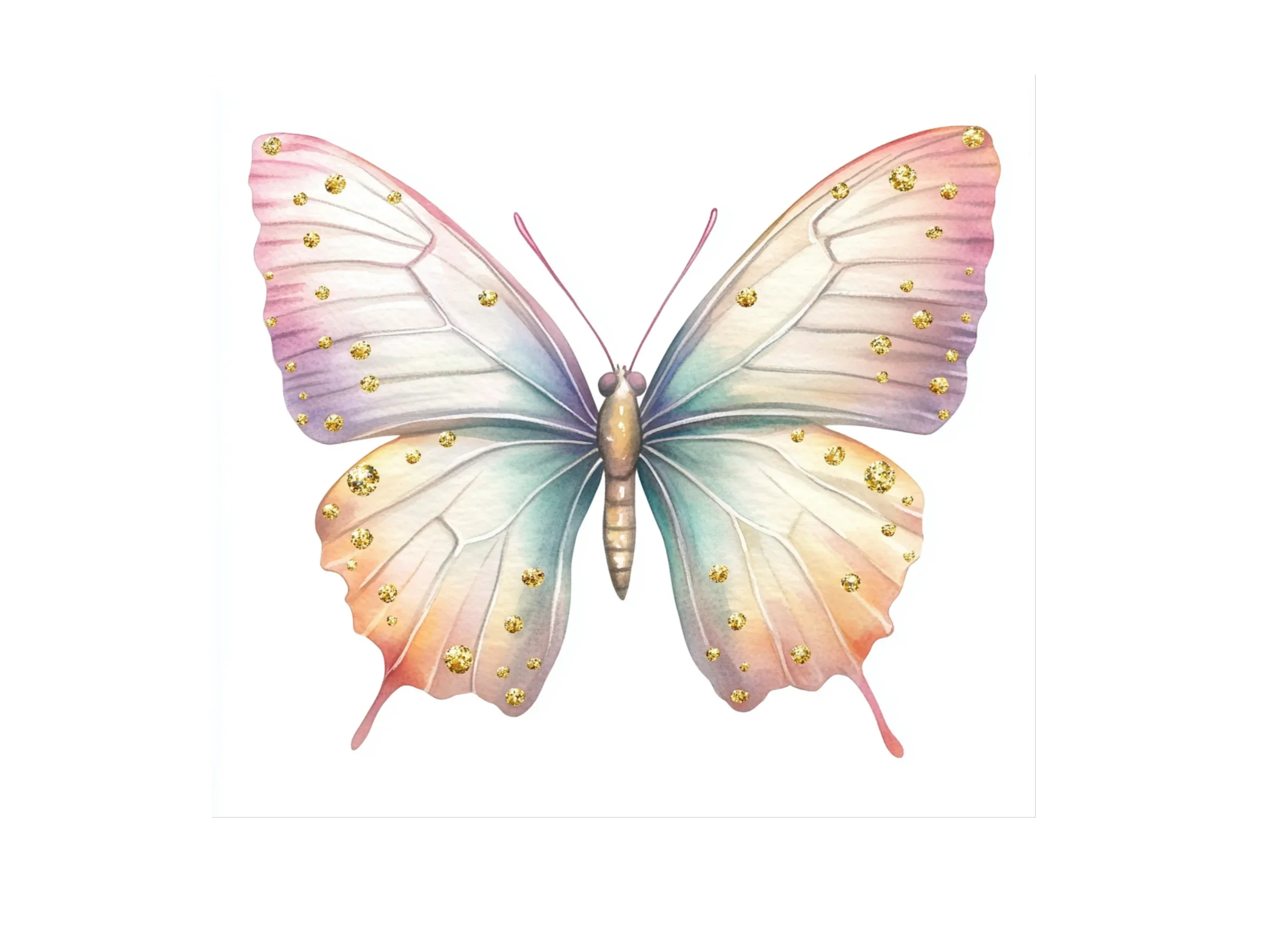 Pastel Glitter Butterfly Clipart Bundle - Image 3
