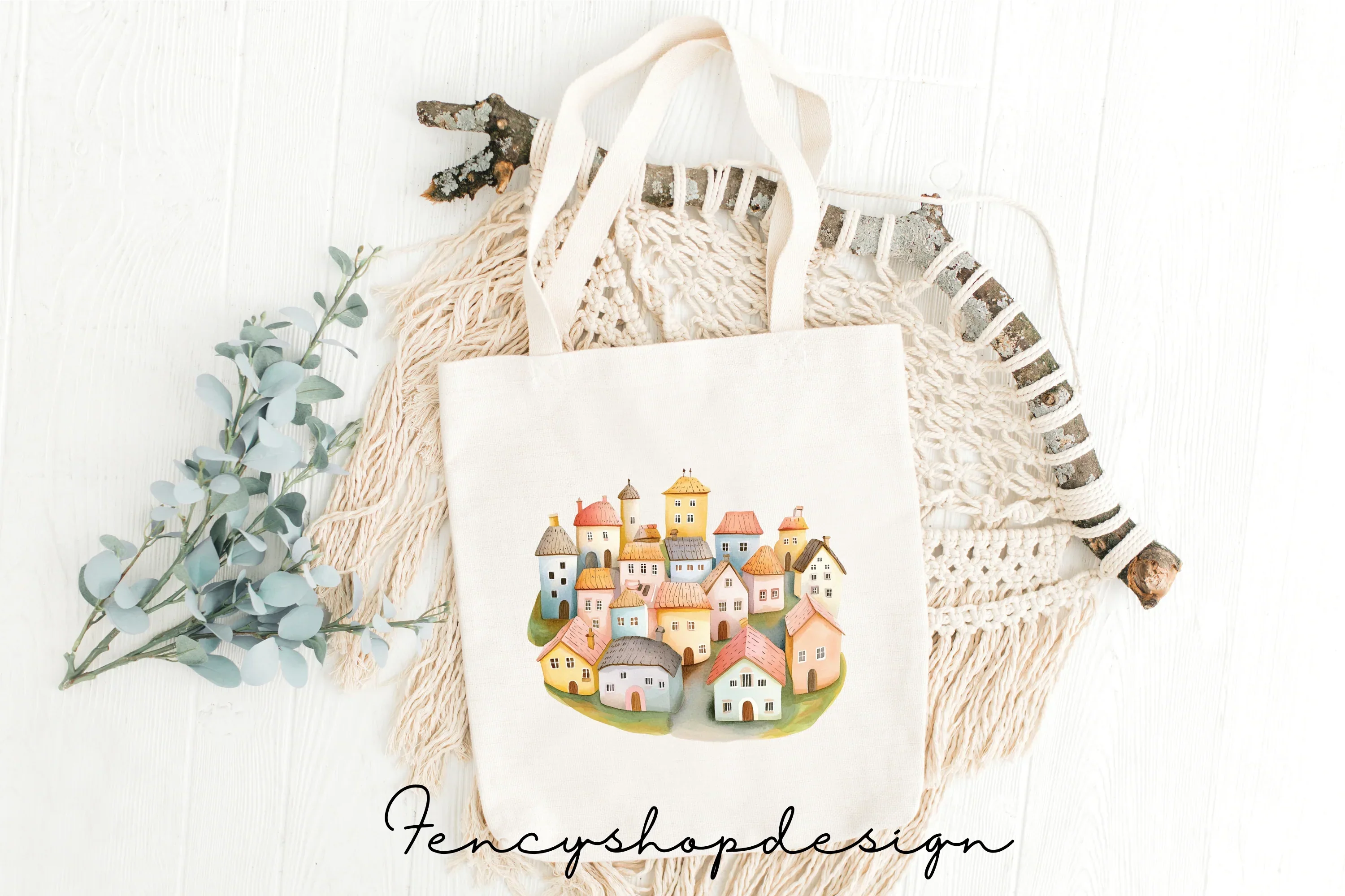 Pastel Houses Village Clipart Bundle - Image 4