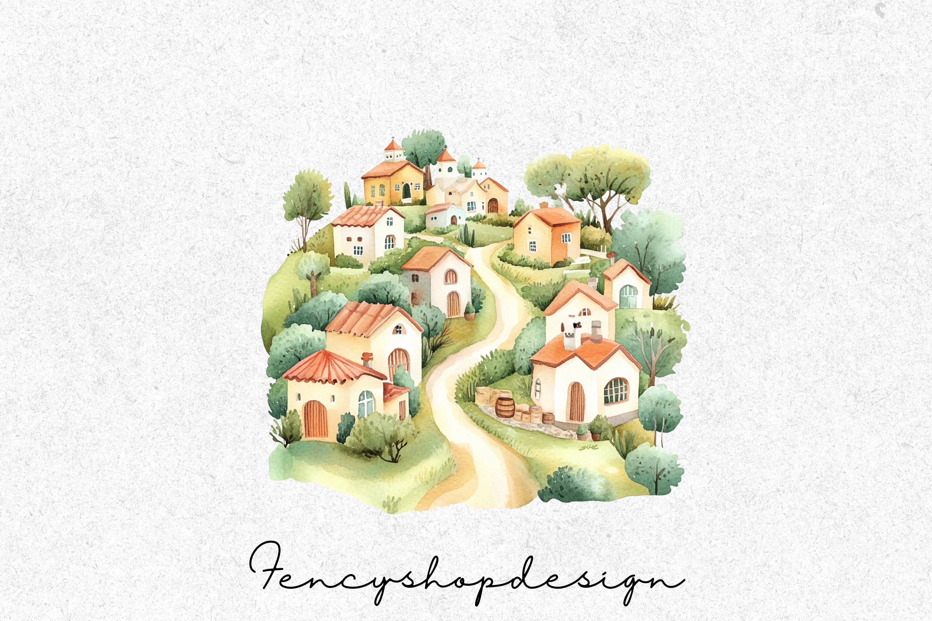 Pastel Houses Village Clipart Bundle - Image 7