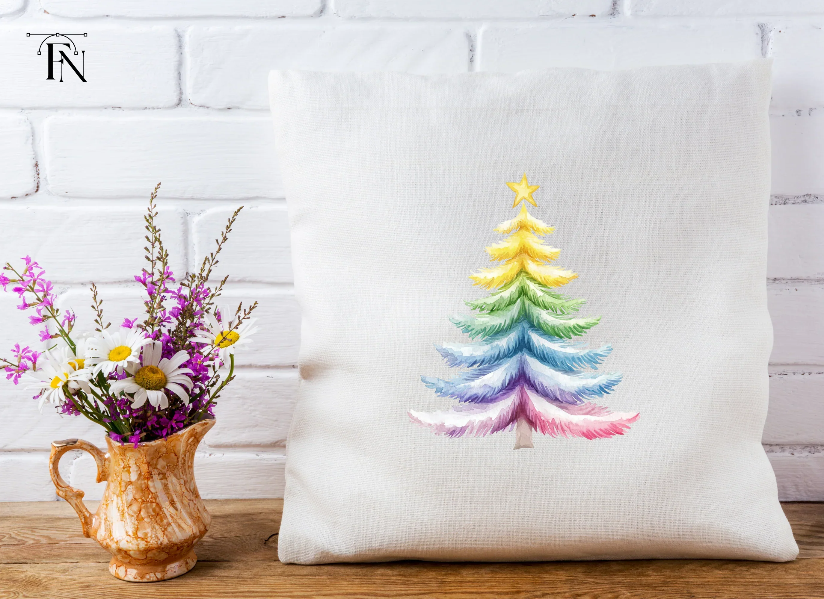 Pastel Rainbow Christmas Tree Clipart Bundle - Image 4