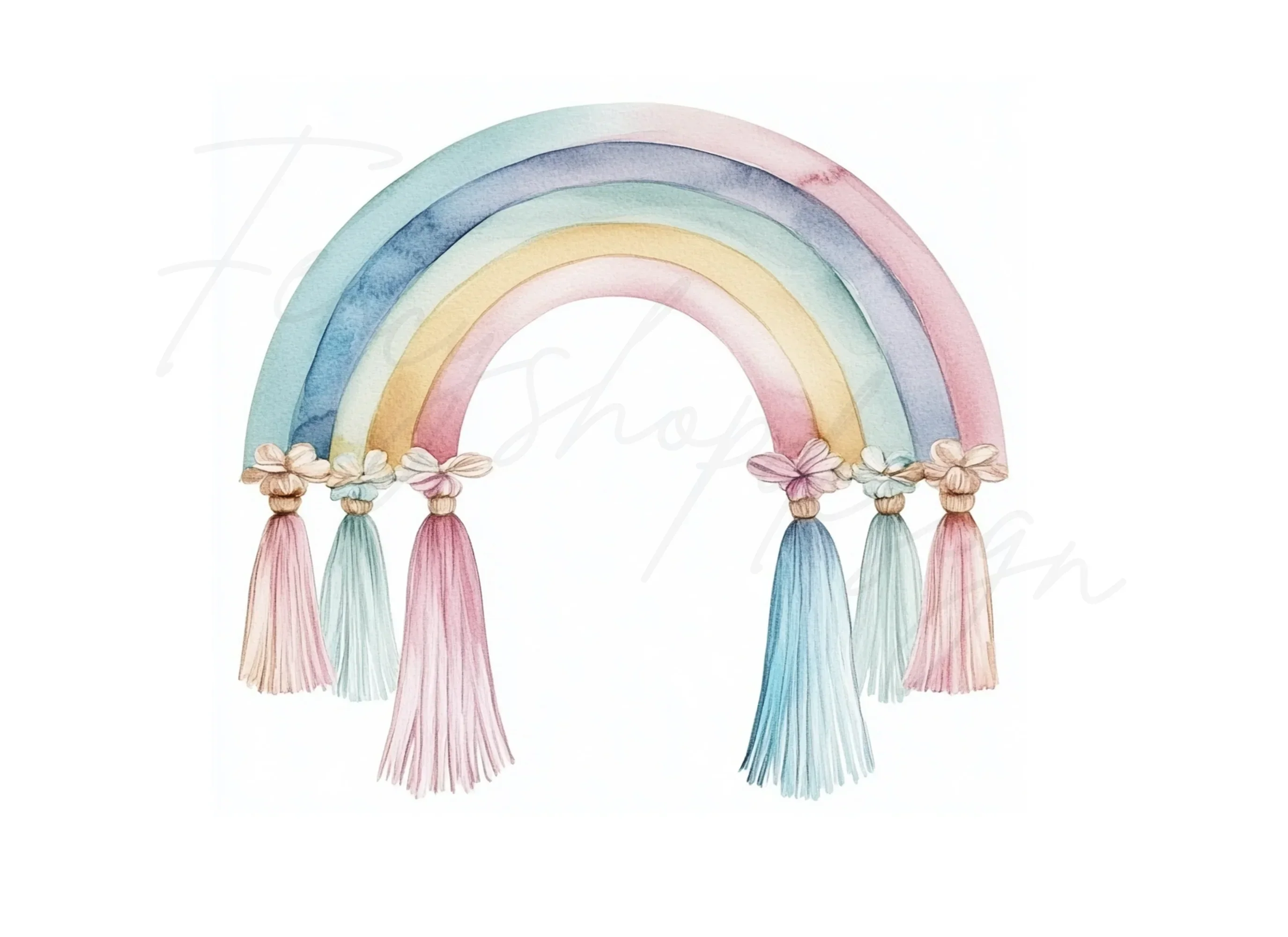 Pastel Rainbow Tassels Clipart Bundle - Image 3
