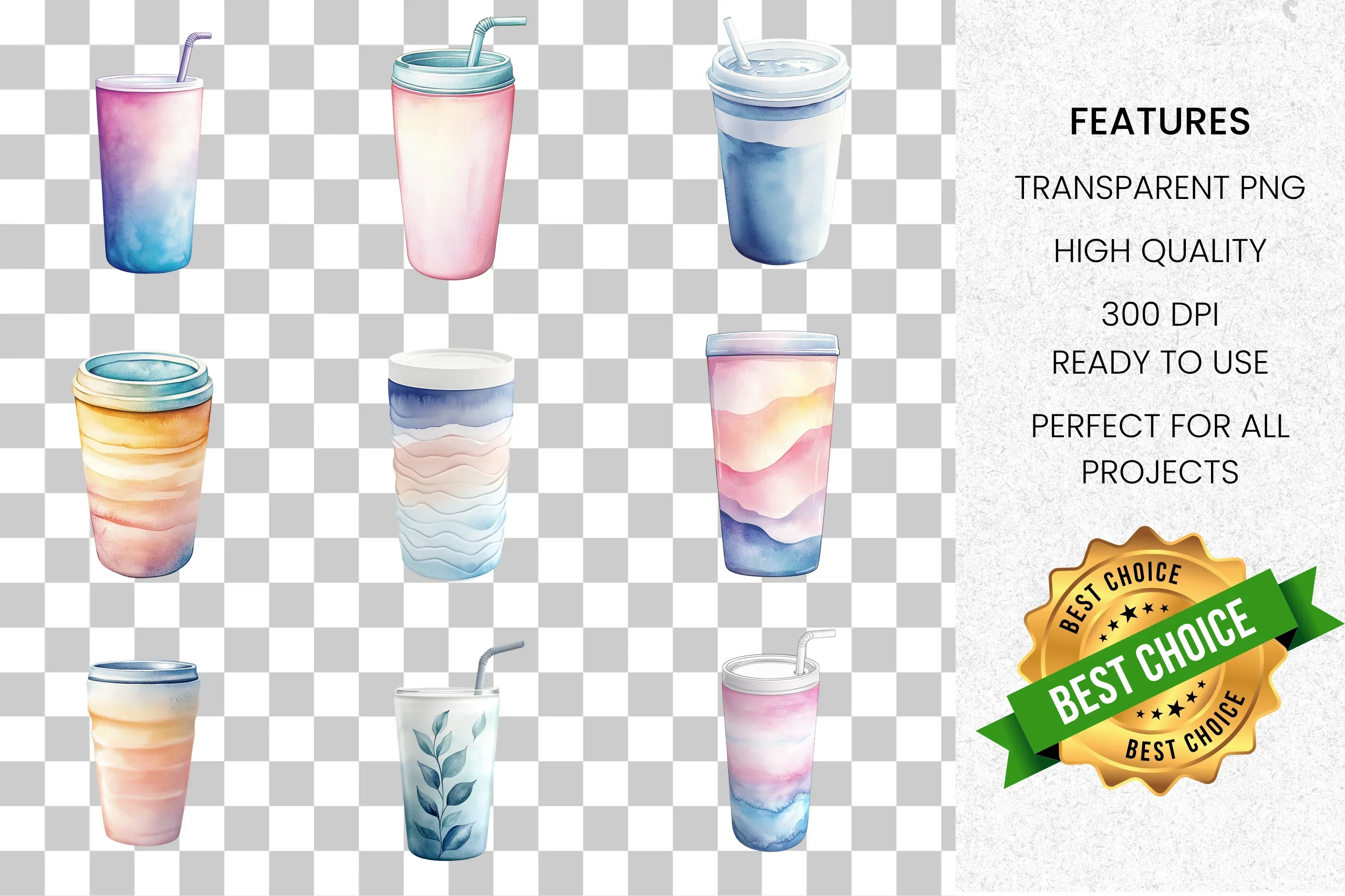 Pastel Tumbler Clipart Bundle - Image 2