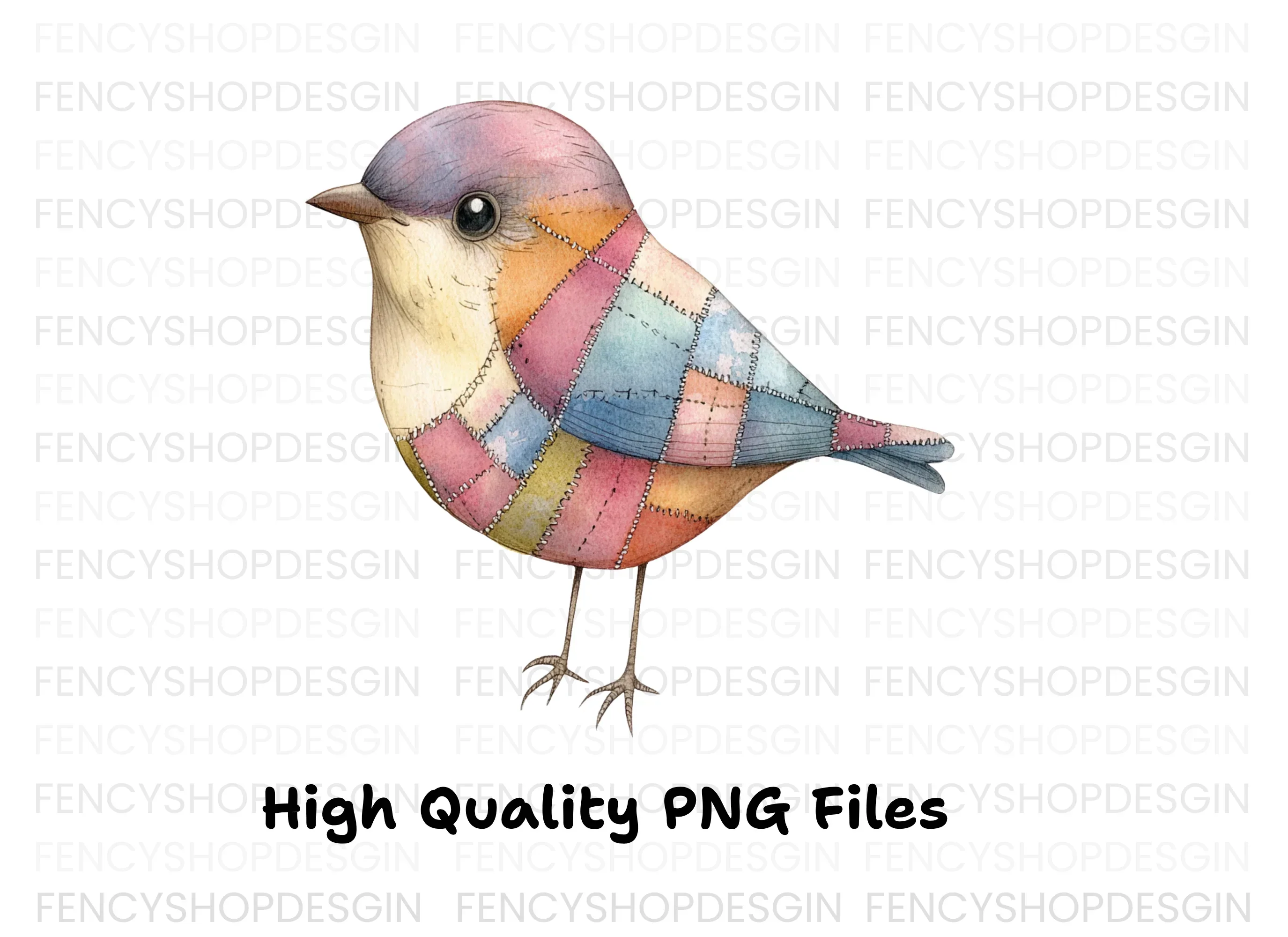 Patchwork Bird Illustrations Clipart Bundle - Image 2