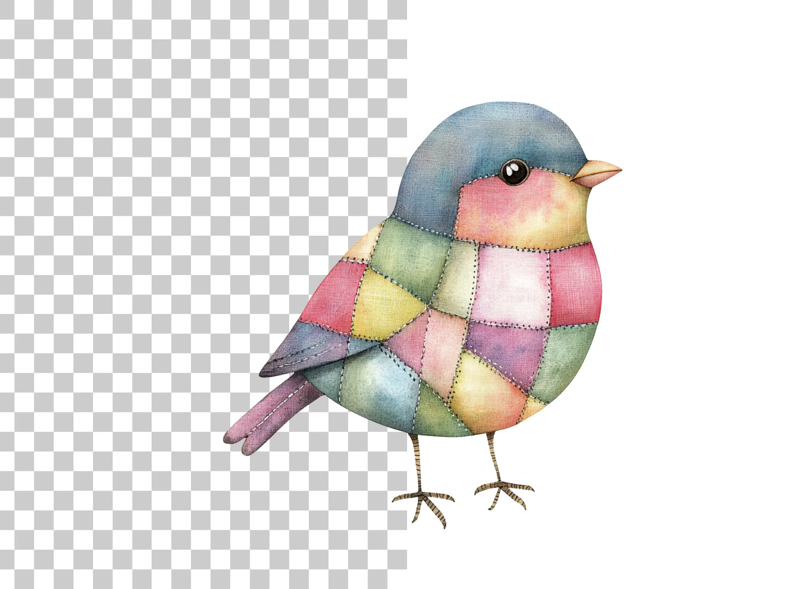 Patchwork Bird Illustrations Clipart Bundle - Image 3