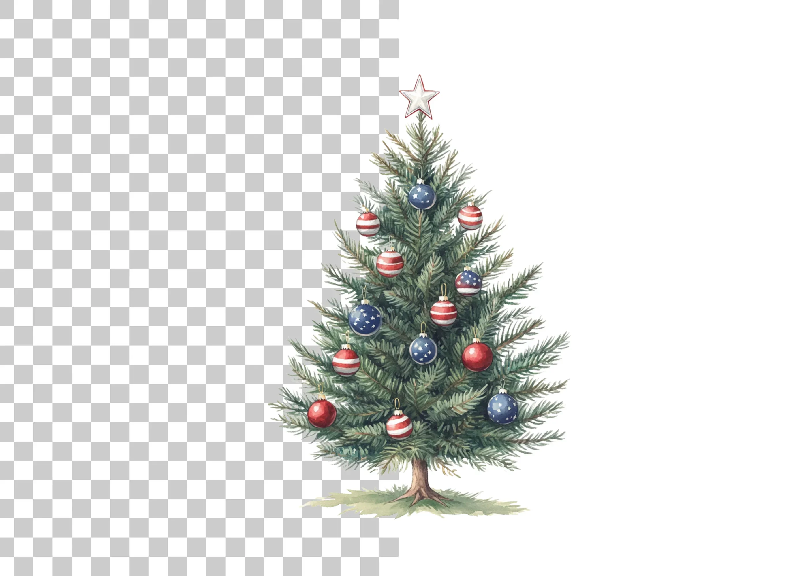 Patriotic Christmas Tree Clipart Bundle - Image 6