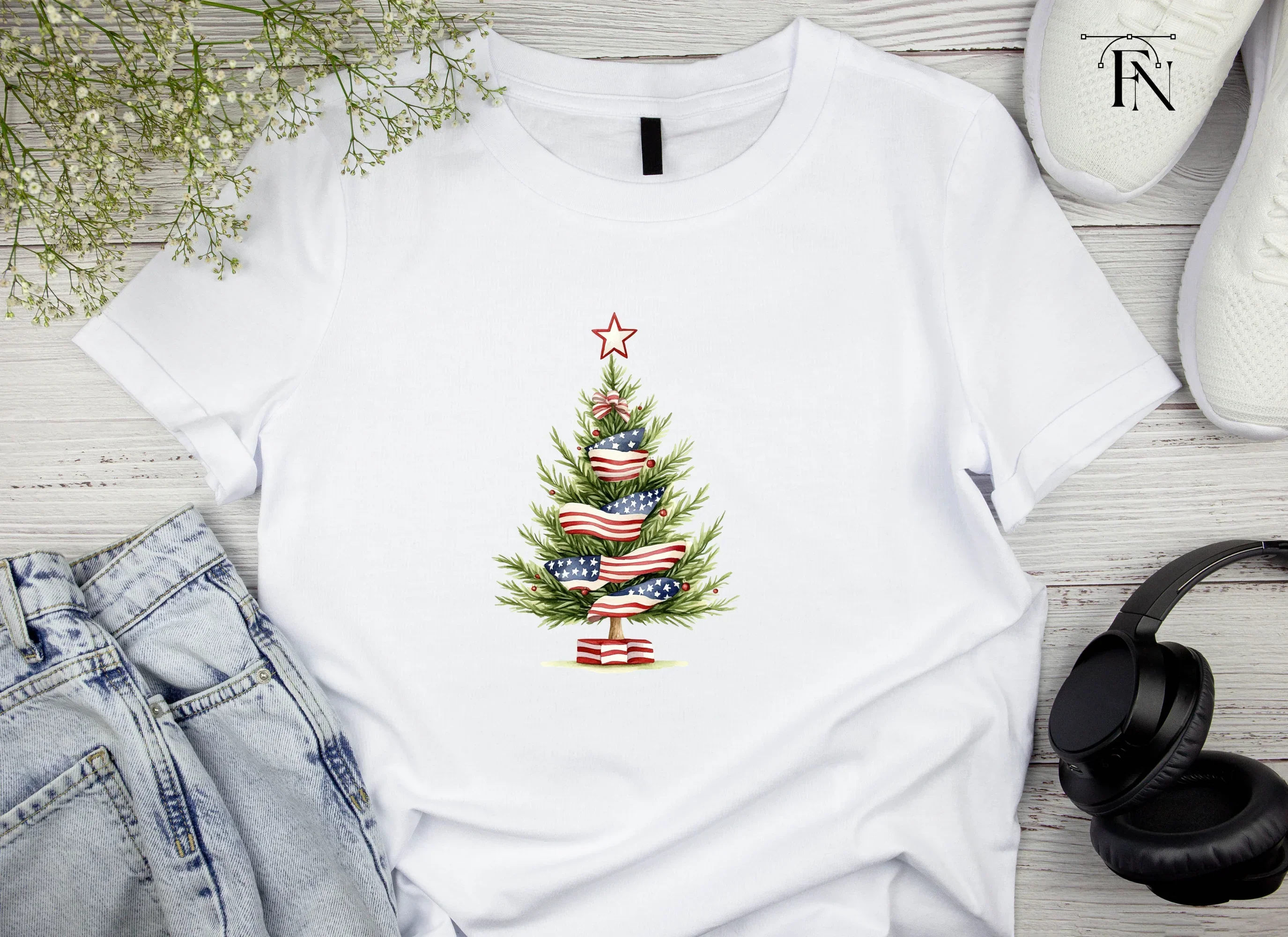Patriotic Christmas Tree Clipart Bundle - Image 4