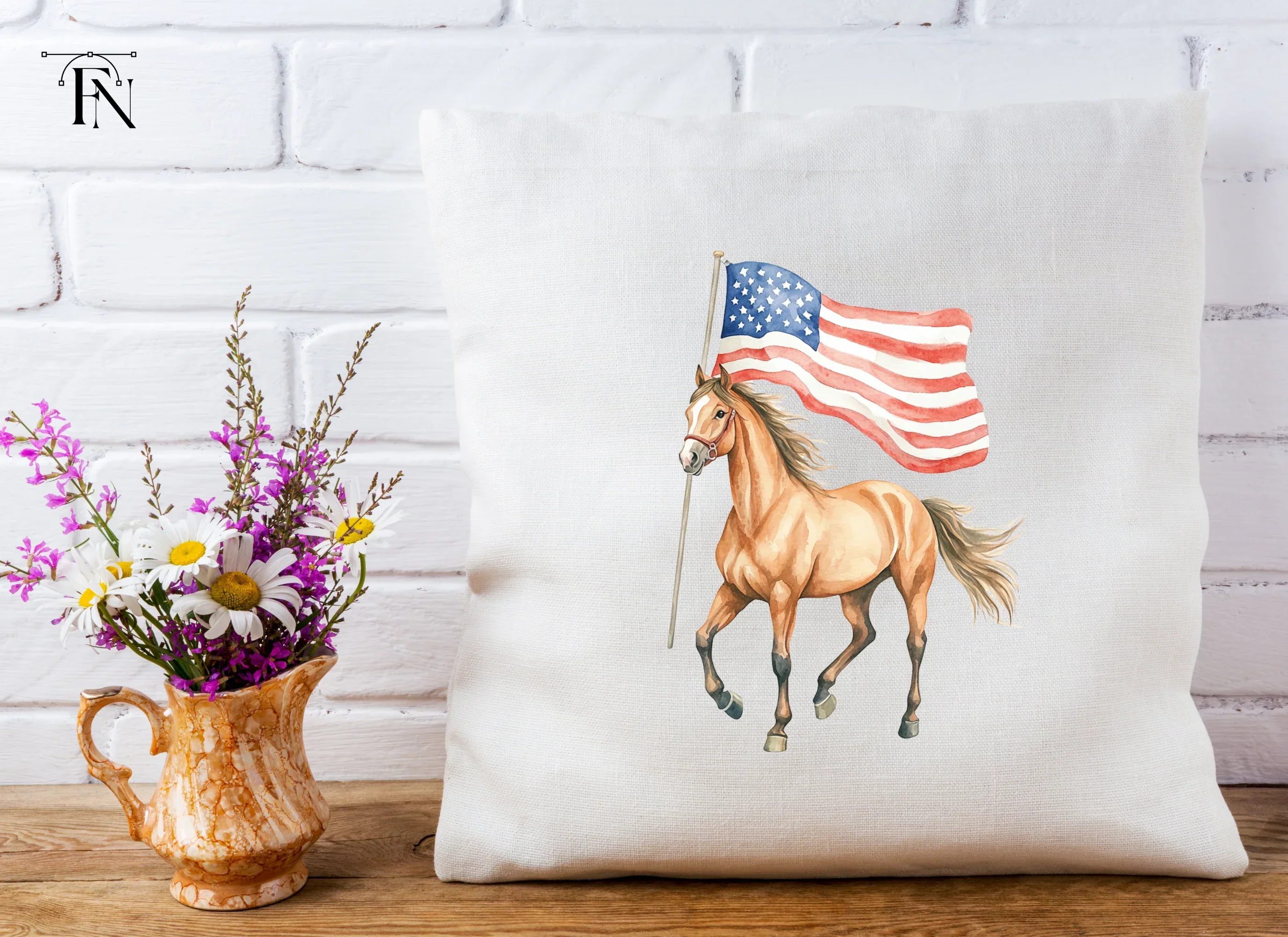 Patriotic Horses with American Flags Clipart Bundle - Image 5