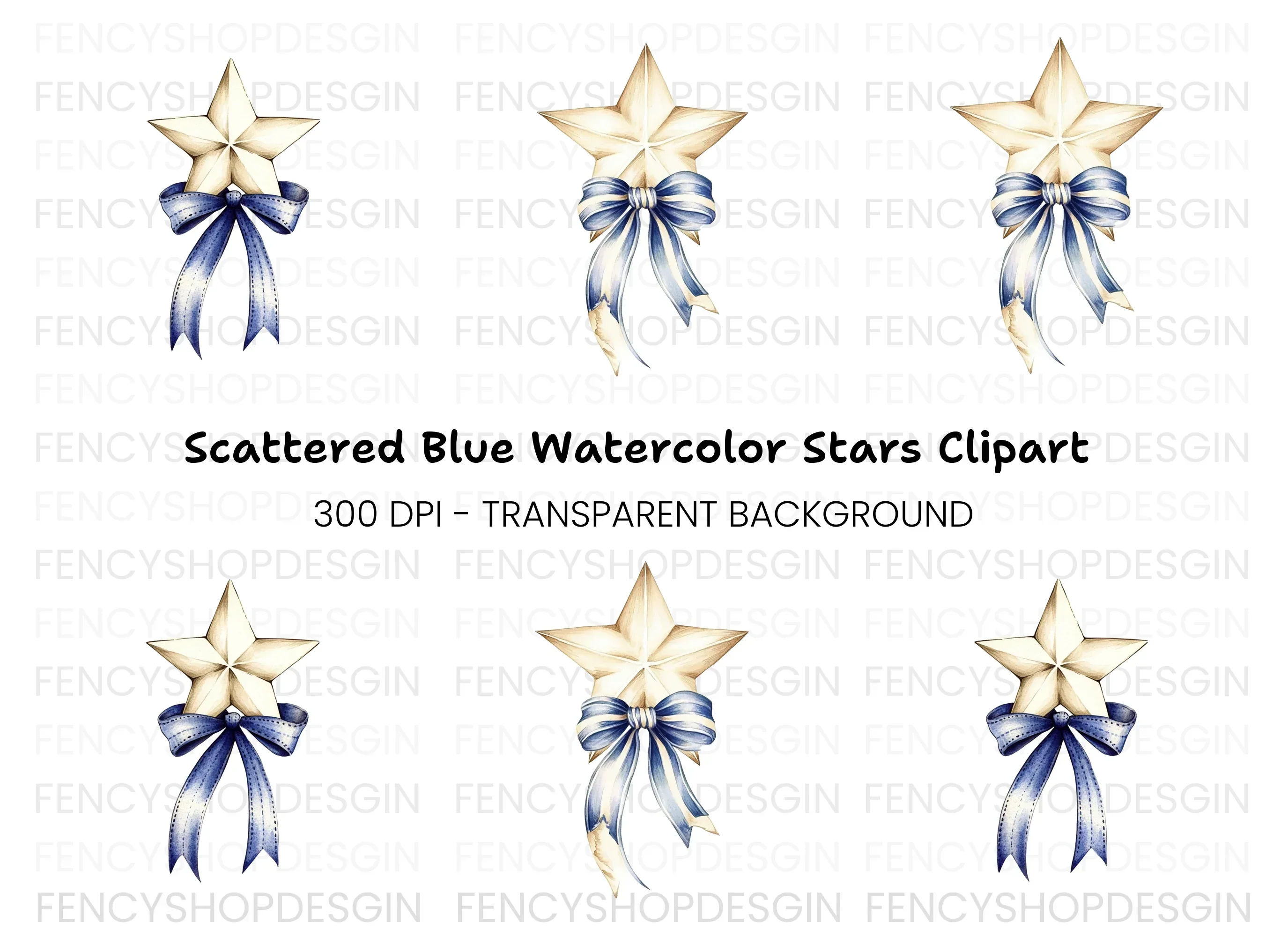 Patriotic Star Bow Clipart Bundle