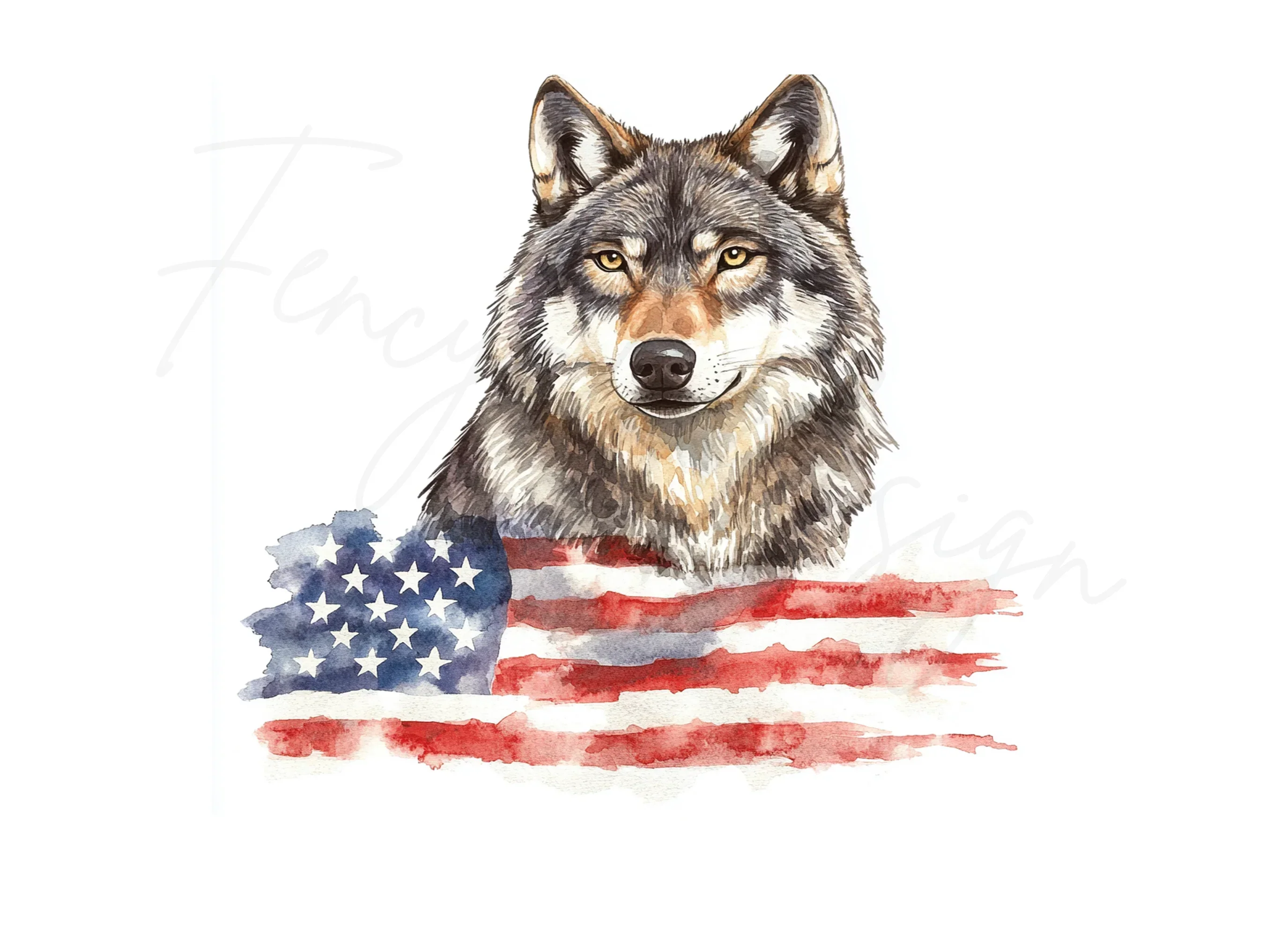 Patriotic Wolf Clipart Bundle - Image 3