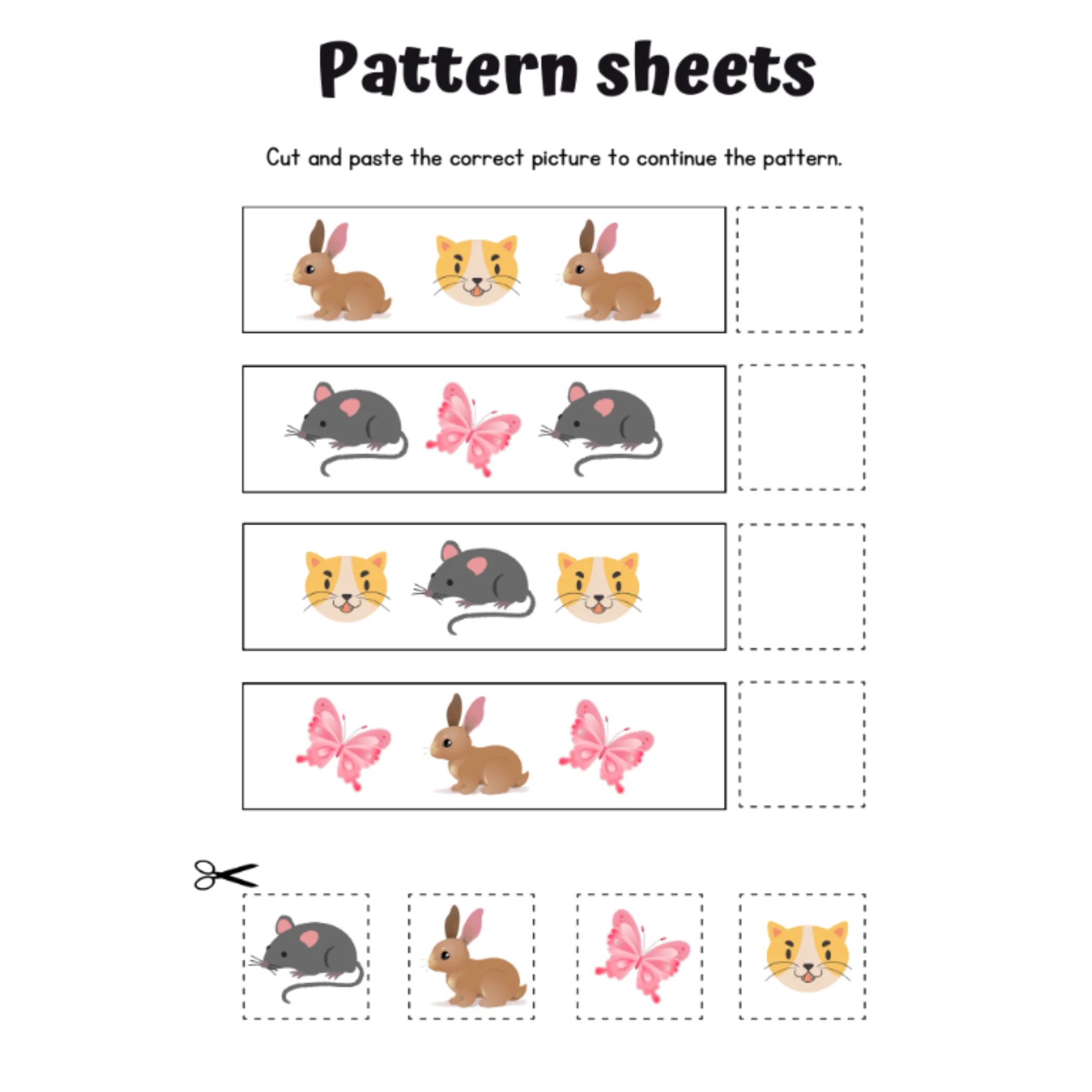 Pattern Sheets Cut and Paste Worksheets - Image 3