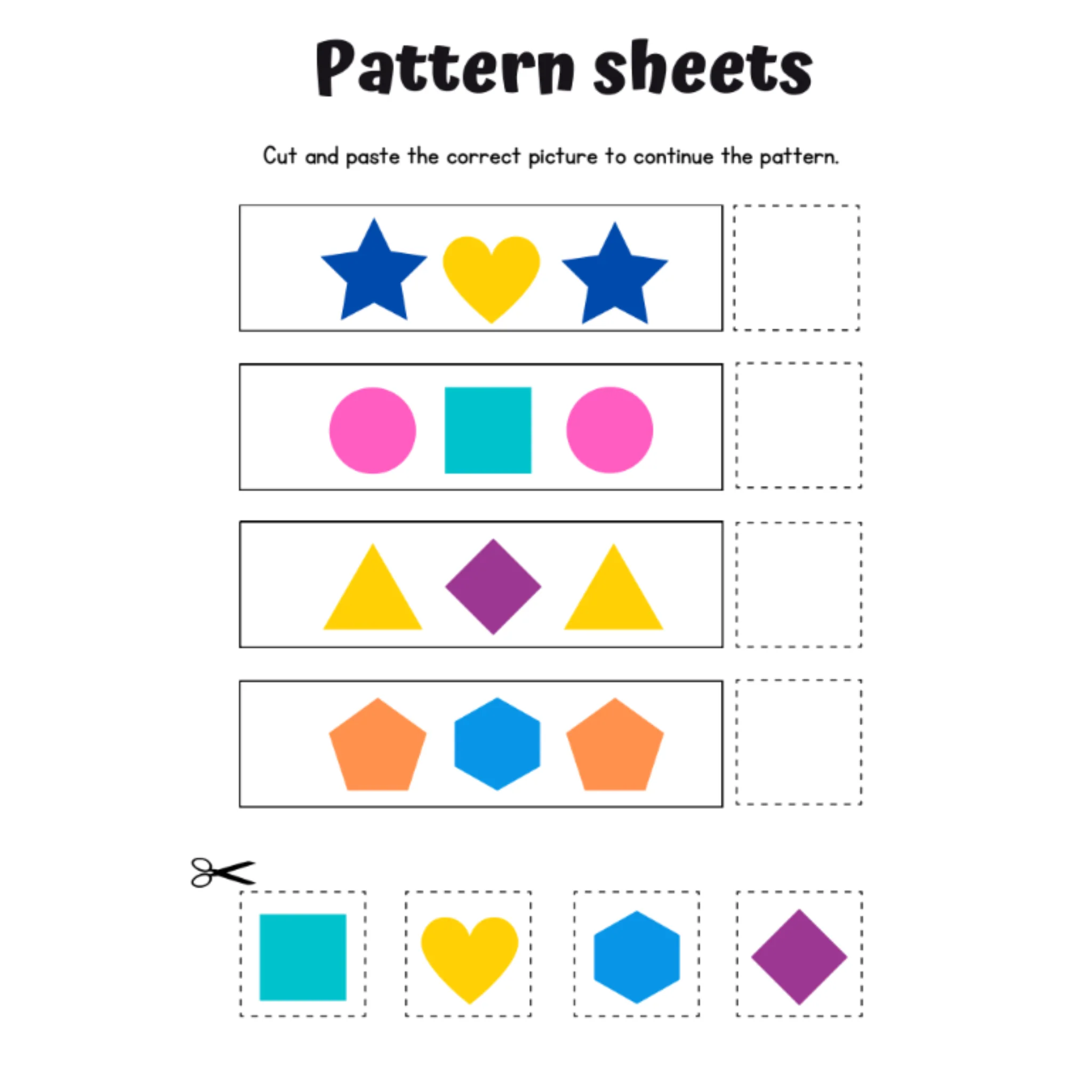 Pattern Sheets Cut and Paste Worksheets - Image 4